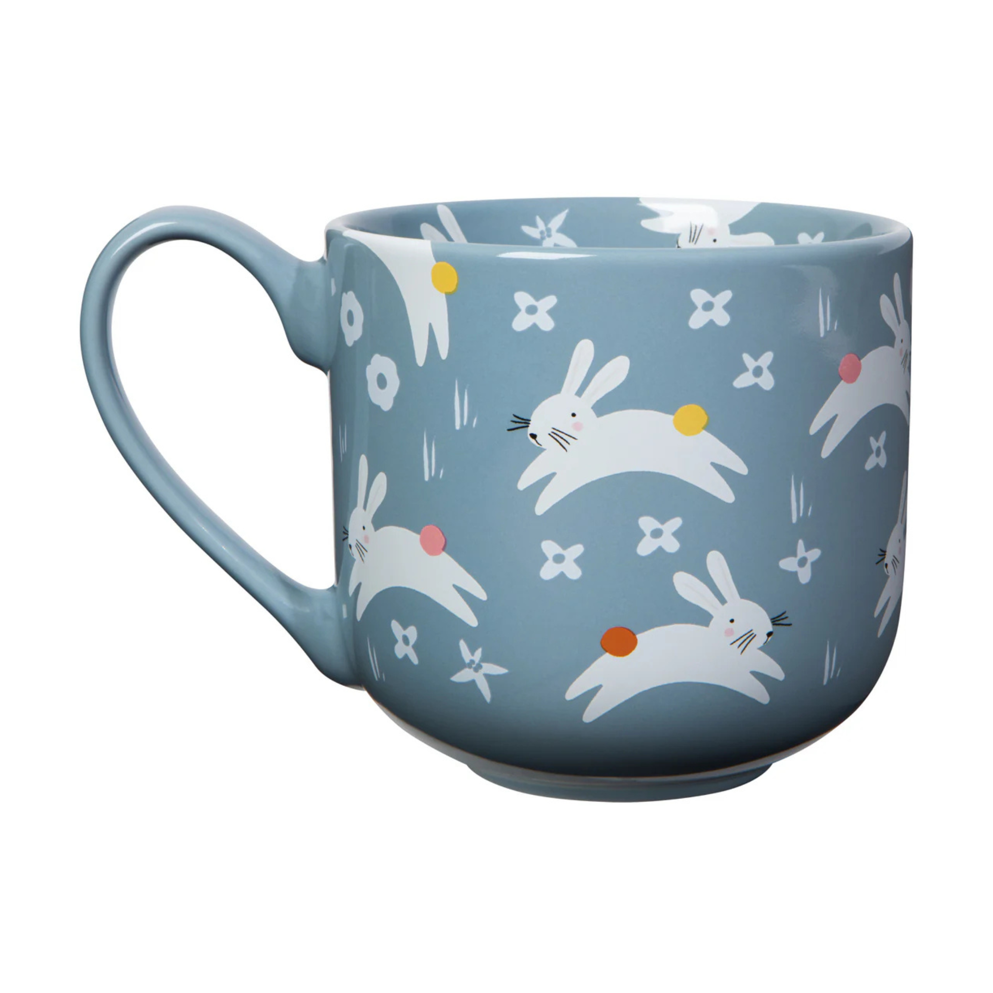 Tasse en grès bleue avec lapins sautants 502 ml - Danica