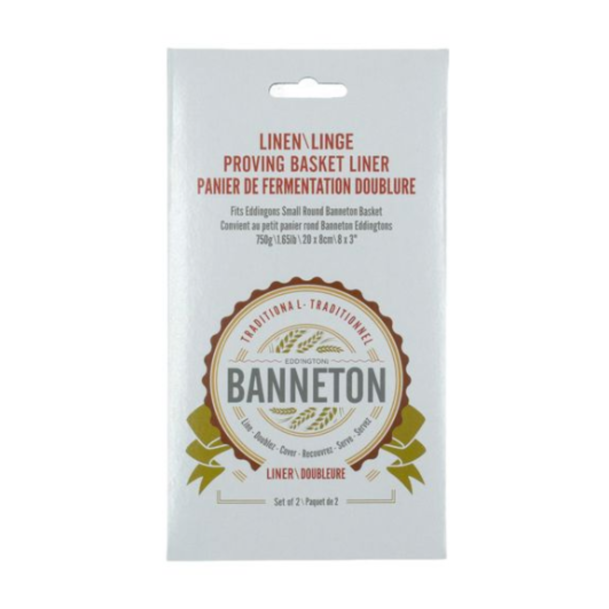 Ensemble de 2 doublures en lin pour panier de fermentation rond 20 cm Eddingtons