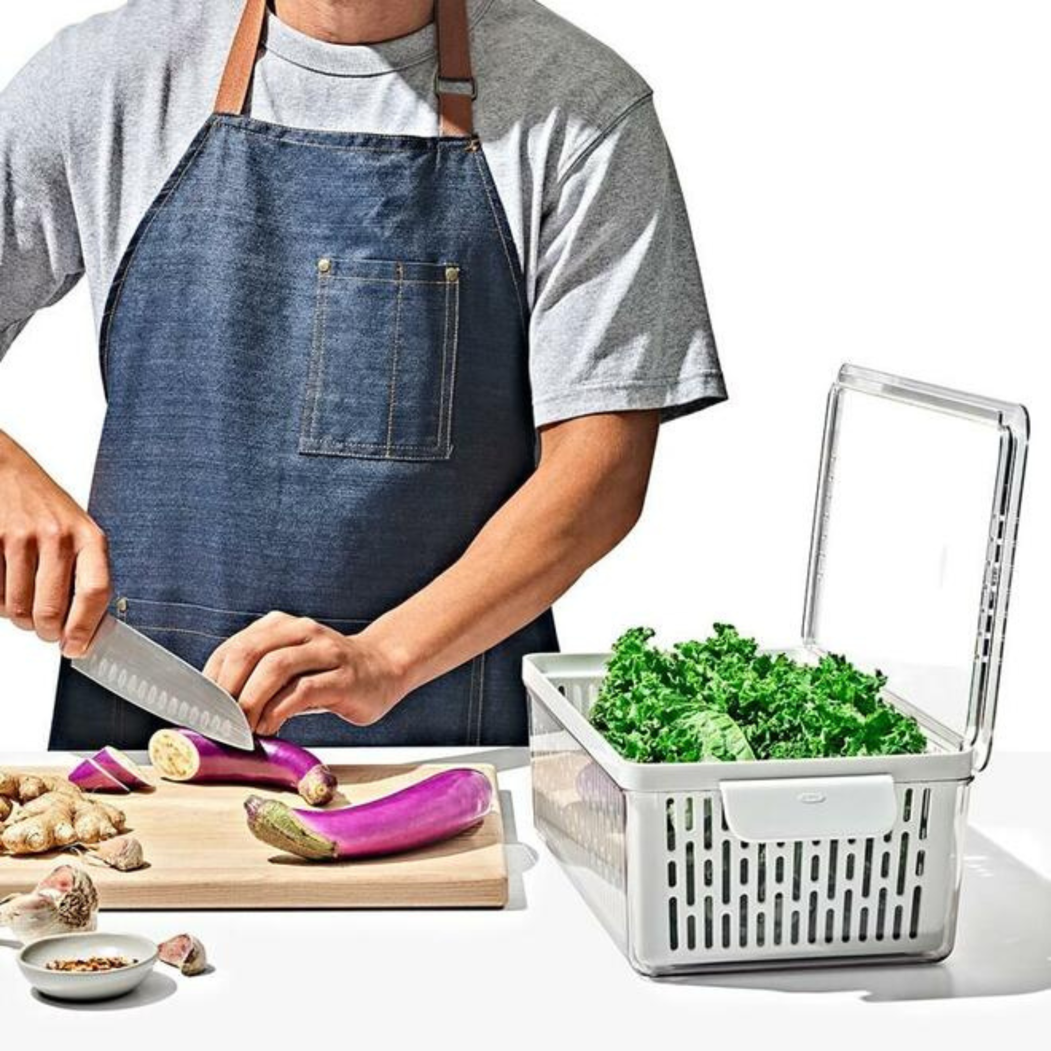 Bac de conservation pour fruits et légumes avec panier 35 x 19 cm – OXO