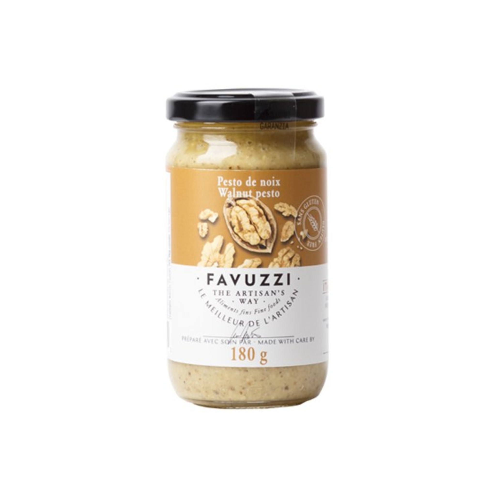 Pot artisanal Pesto de noix 180g with walnuts, cashews, olive oil, and Parmigiano Reggiano DOP
