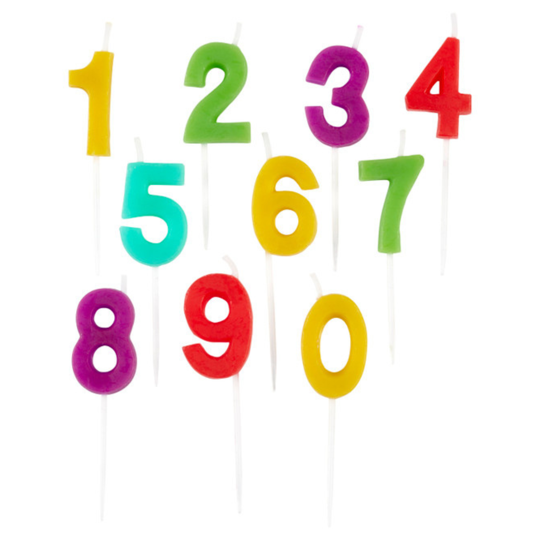 Ensemble de 10 bougies d'anniversaire Chiffres arc-en-ciel - Wilton