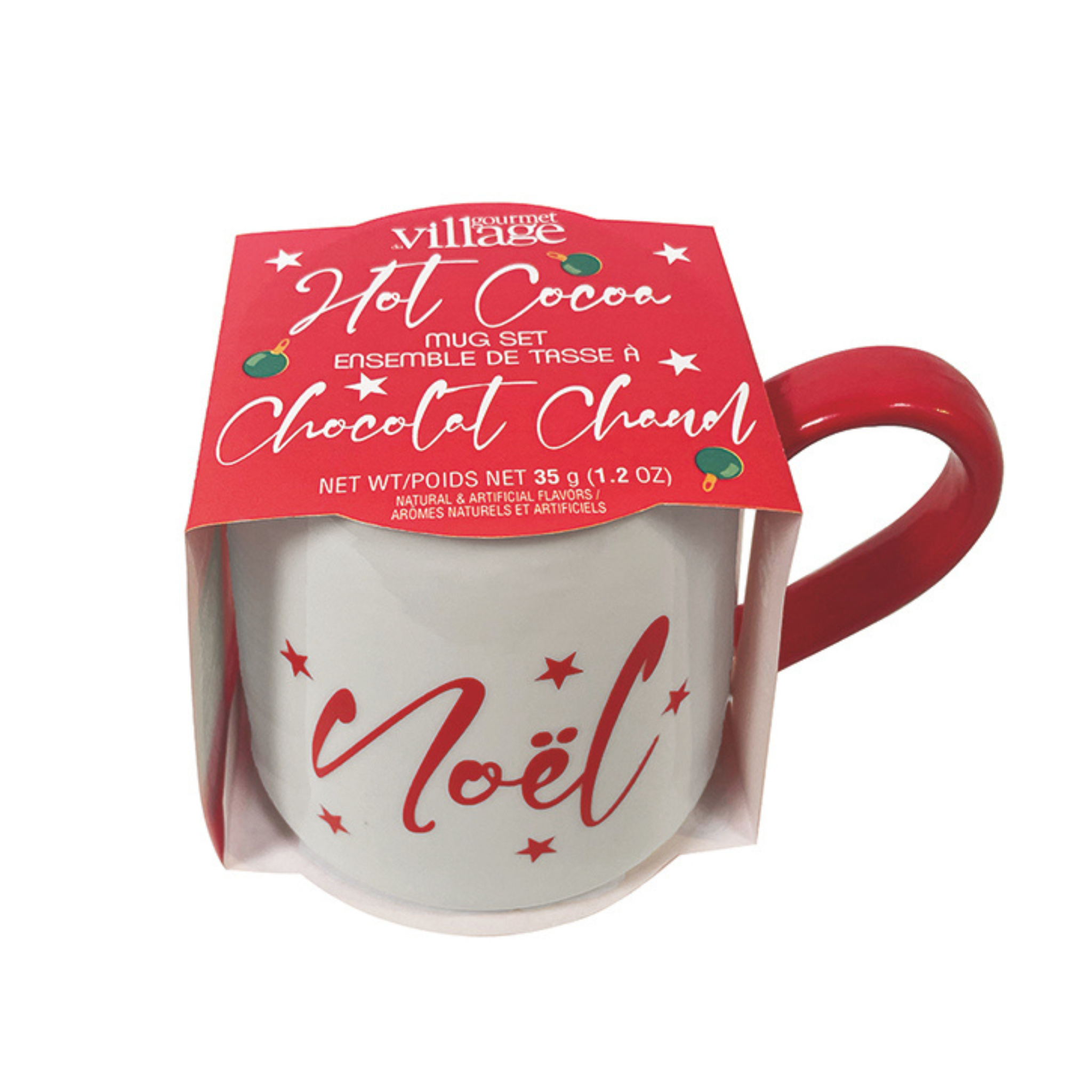 Tasse Noël blanche avec mélange à chocolat chaud 35g - Gourmet du village