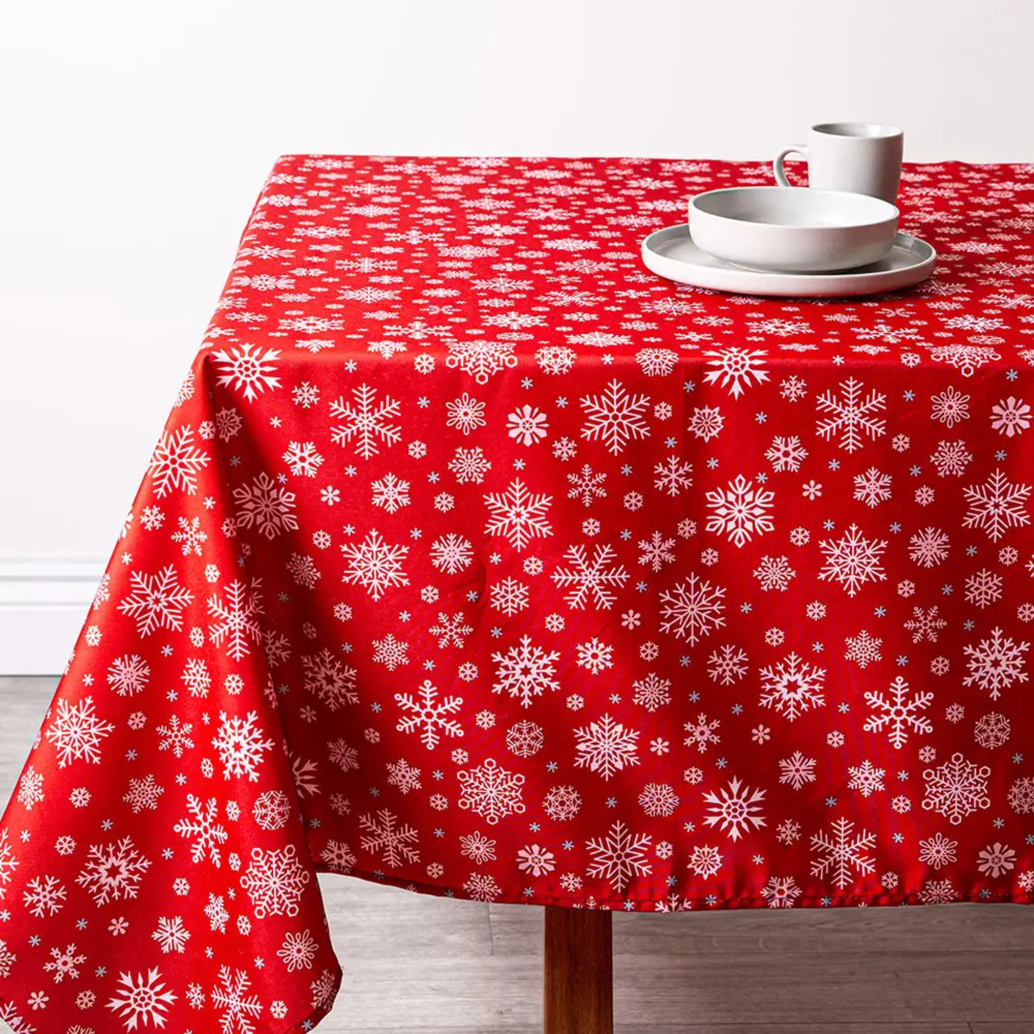 Nappe de Noël en polyester Rouge 58x94"