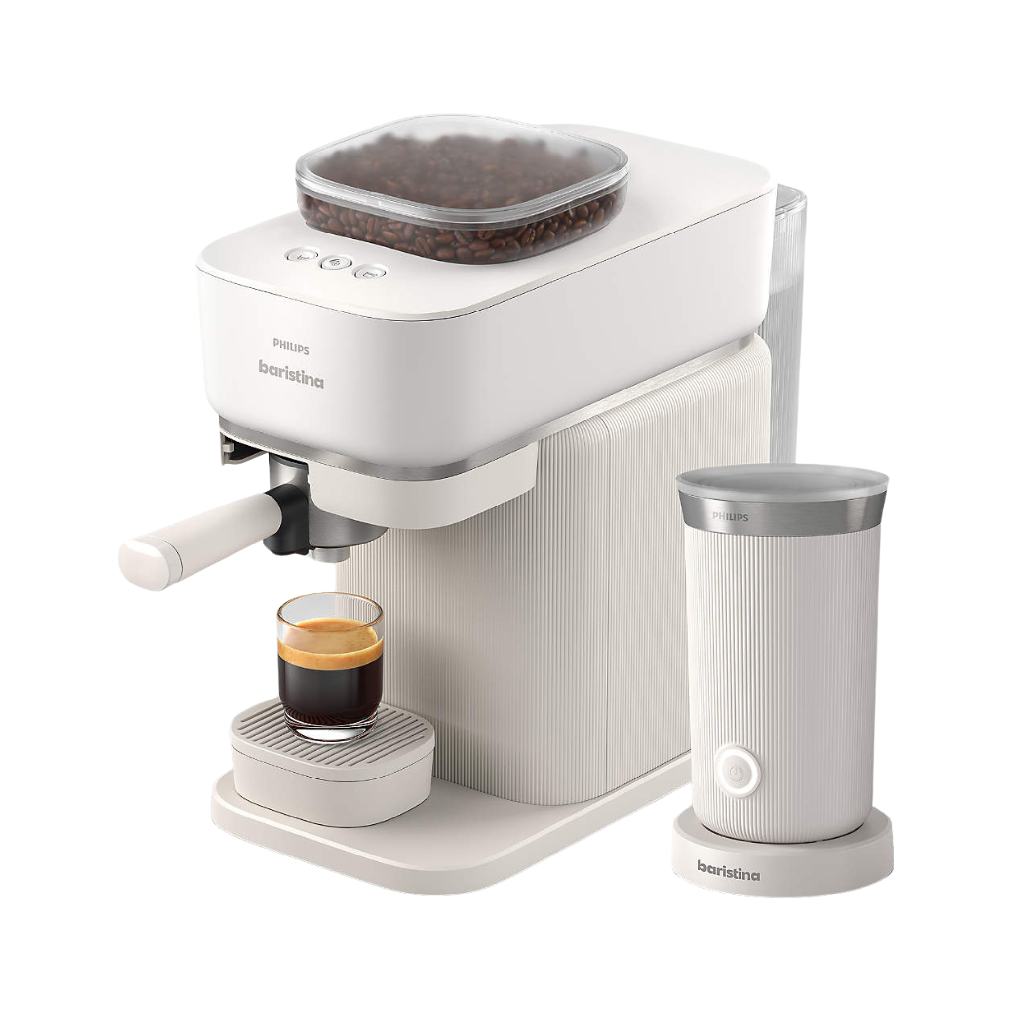 Machine à café semi-automatique Baristina blanche avec mousseur - Philips