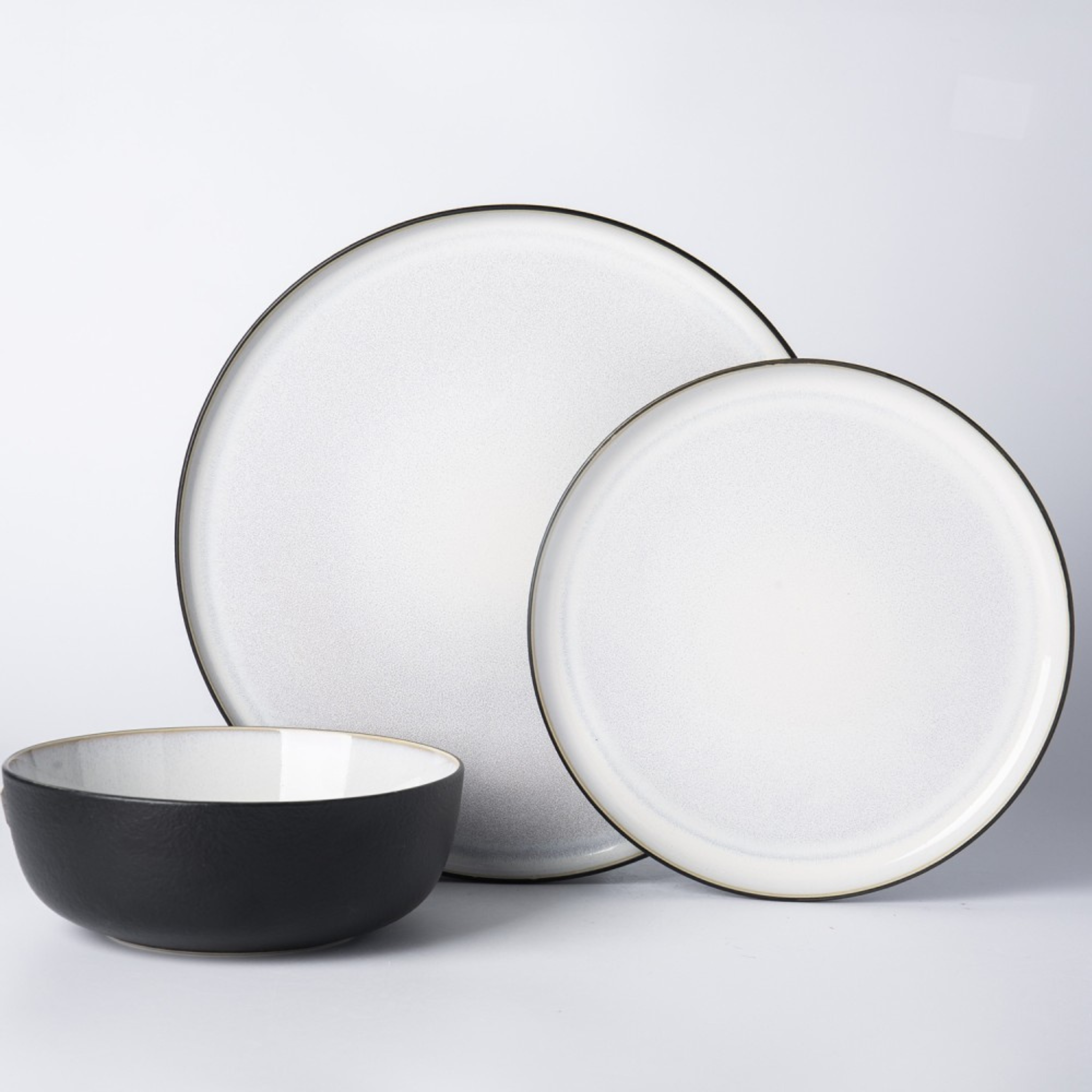 Quartz Black 12-piece dinnerware set