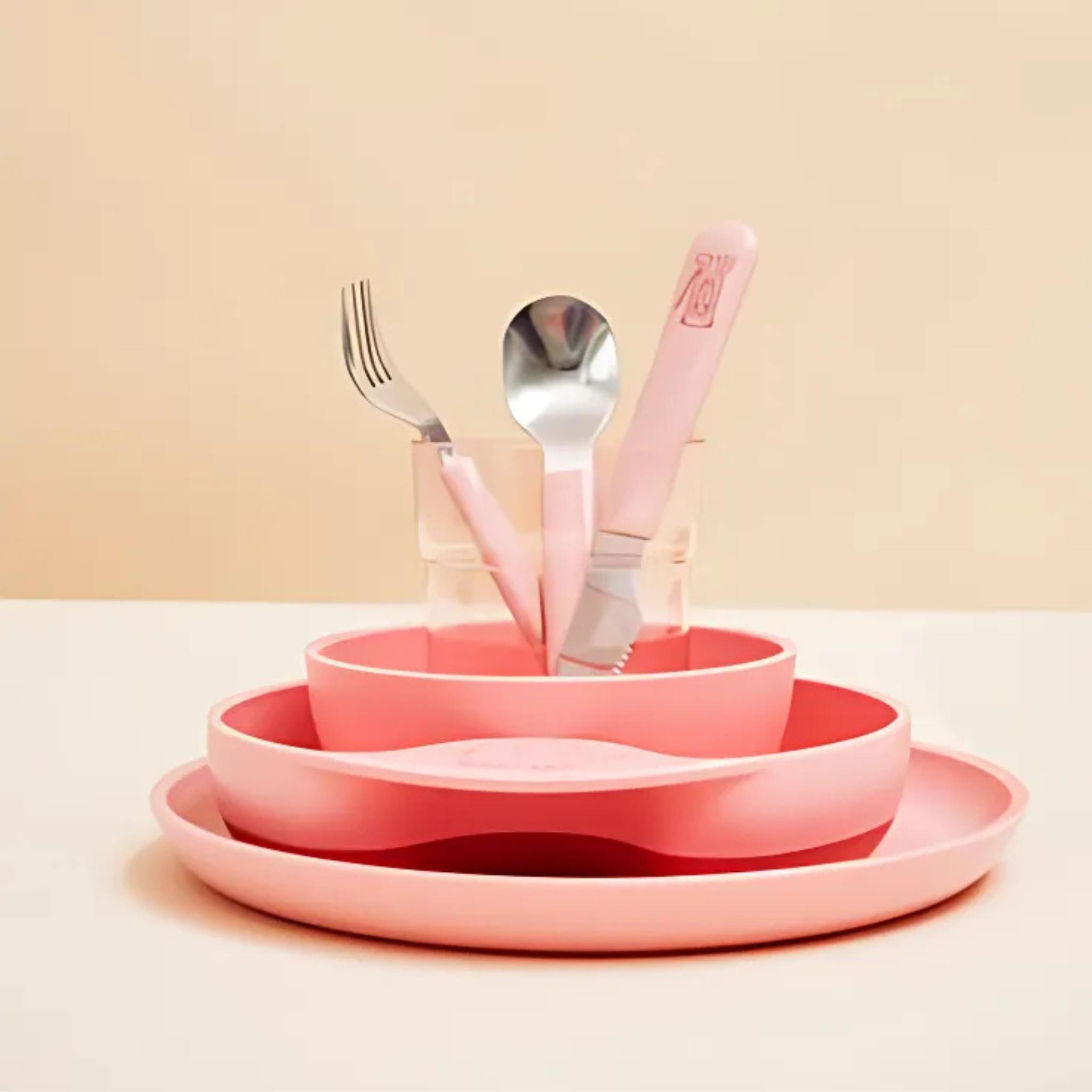 Ensemble d'ustensiles pour enfants 3 pièces Deep-Pink – MIO