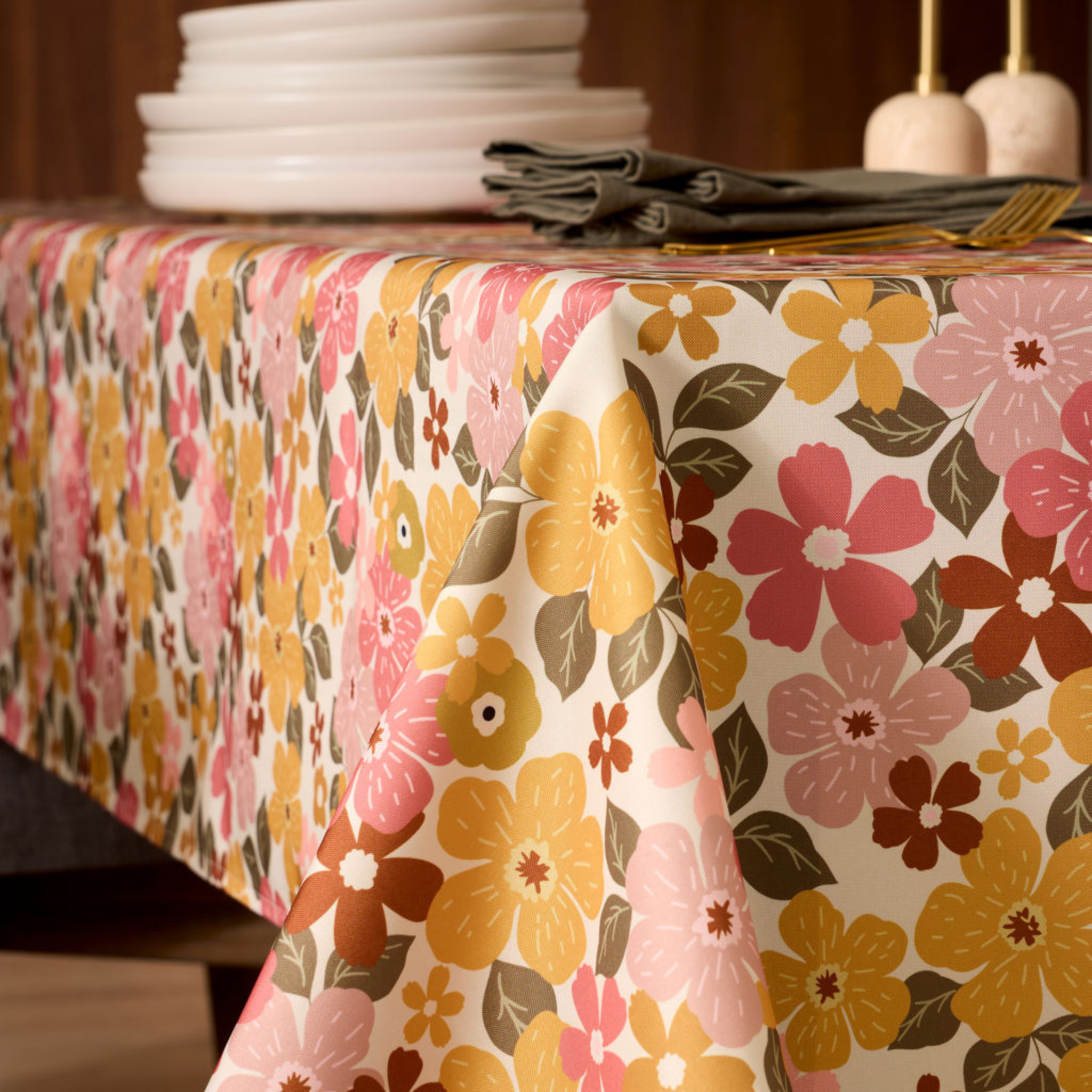 Nappe carrée fleurie Alice 60 x 60 po – Kabane