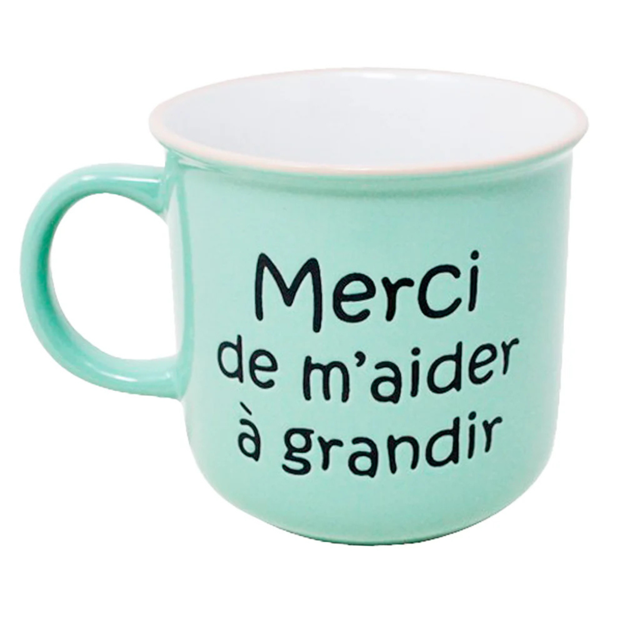 Tasse en grès Verte "Merci de m'aider à grandir" 400ml