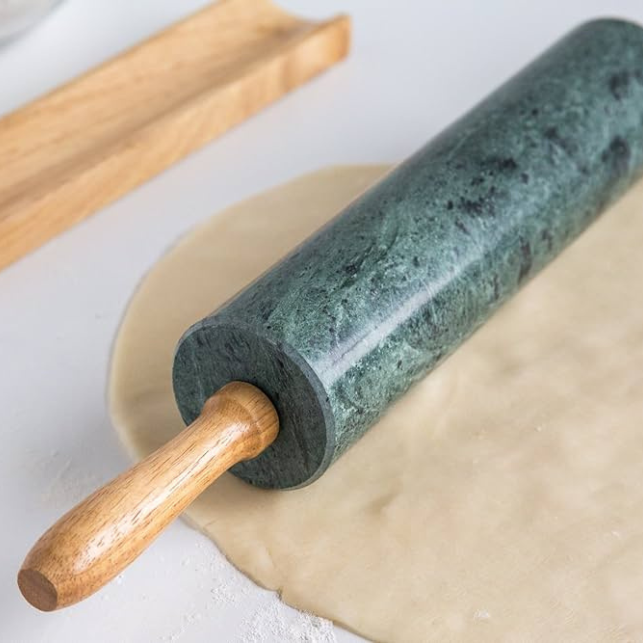 Rouleau à pâte en marbre vert 25cm