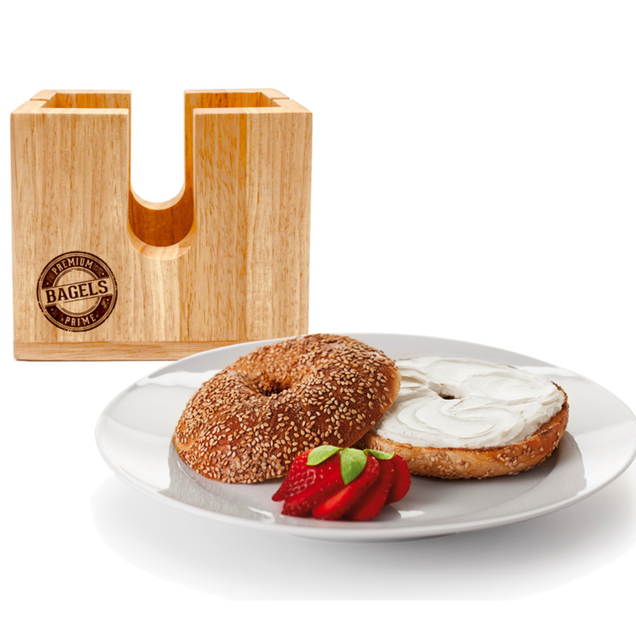 Porte-bagel en bois naturel