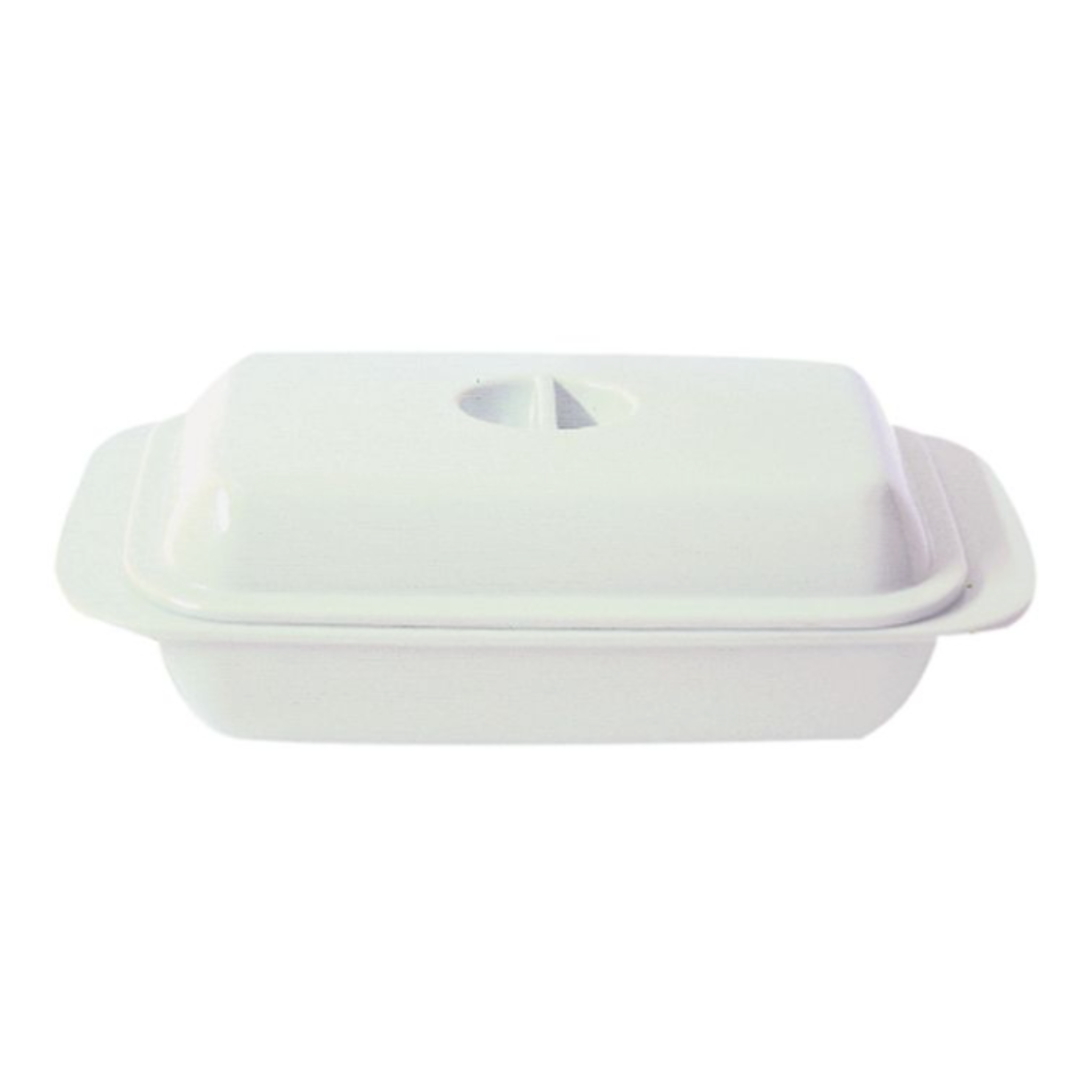 beurrier en mélamine blanc avec couvercle vue complète