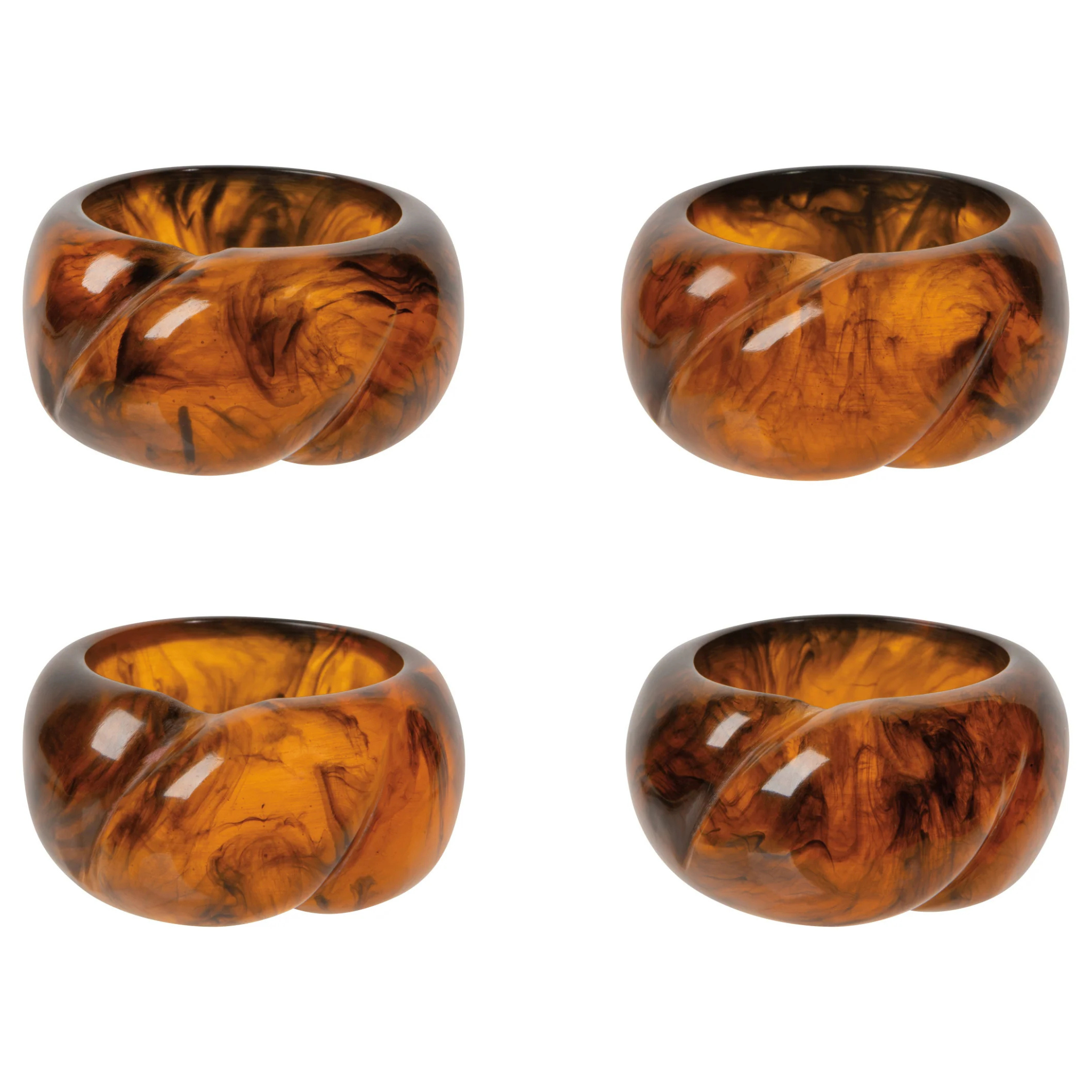 Set of 4 tortoiseshell resin napkin rings - Danica