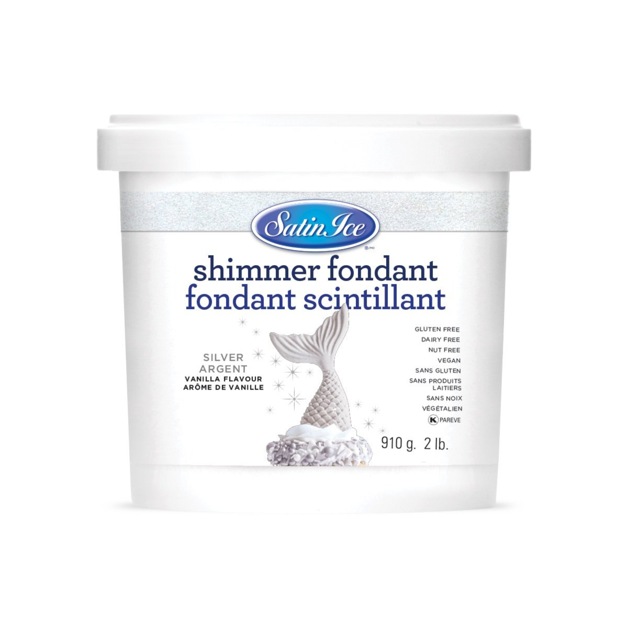 Fondant à gâteau à la vanille Argent scintillant 910g - Satin Ice