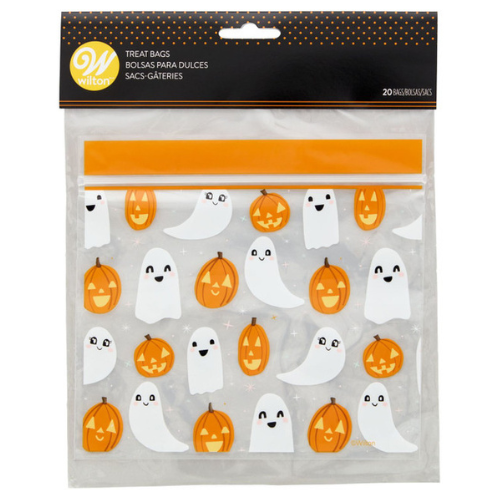 Ensemble de 20 sacs à friandises réutilisables Joyeux Halloween avec Fantômes et Citrouilles - Wilton