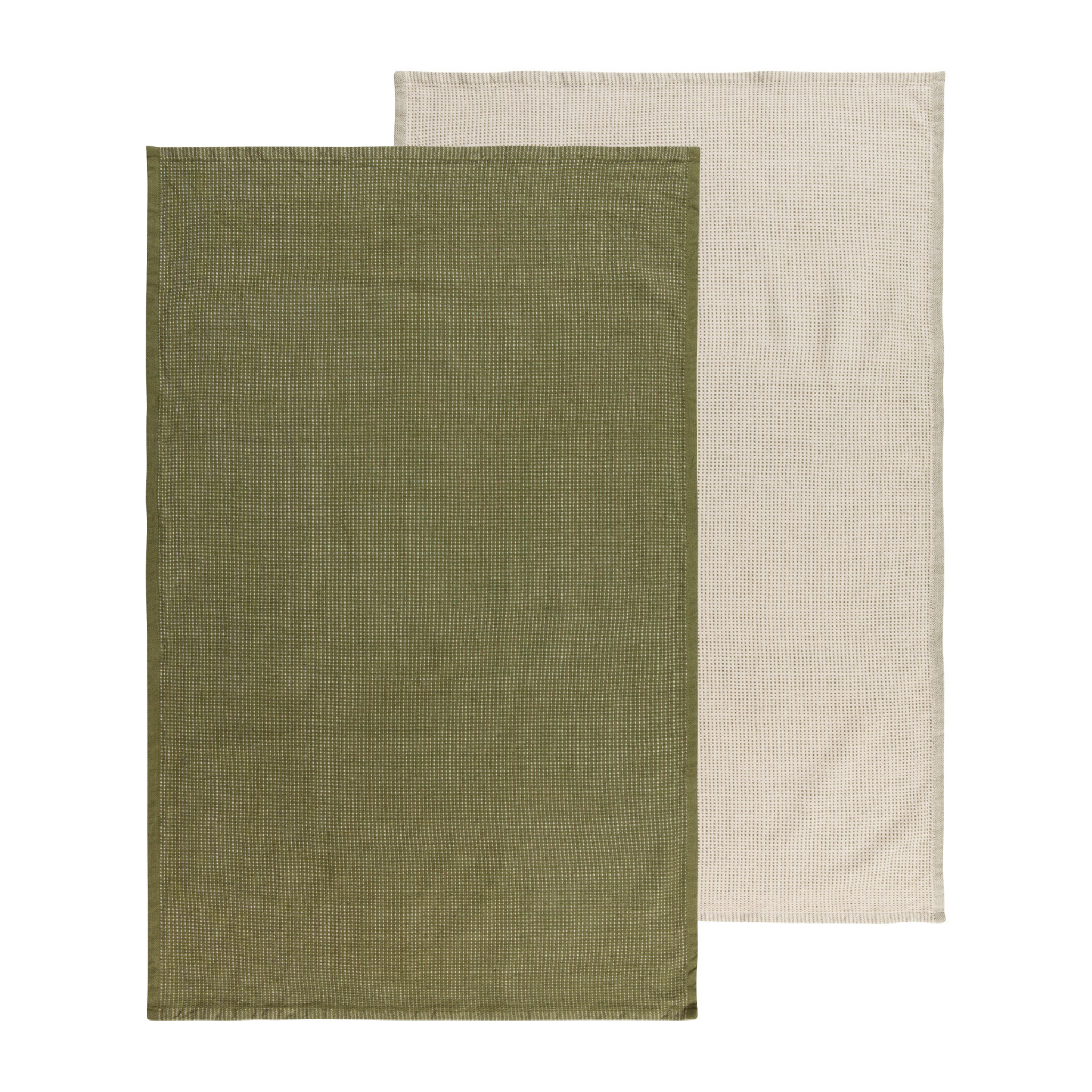 Ensemble de 2 serviettes à main Beige et Verte - Danica