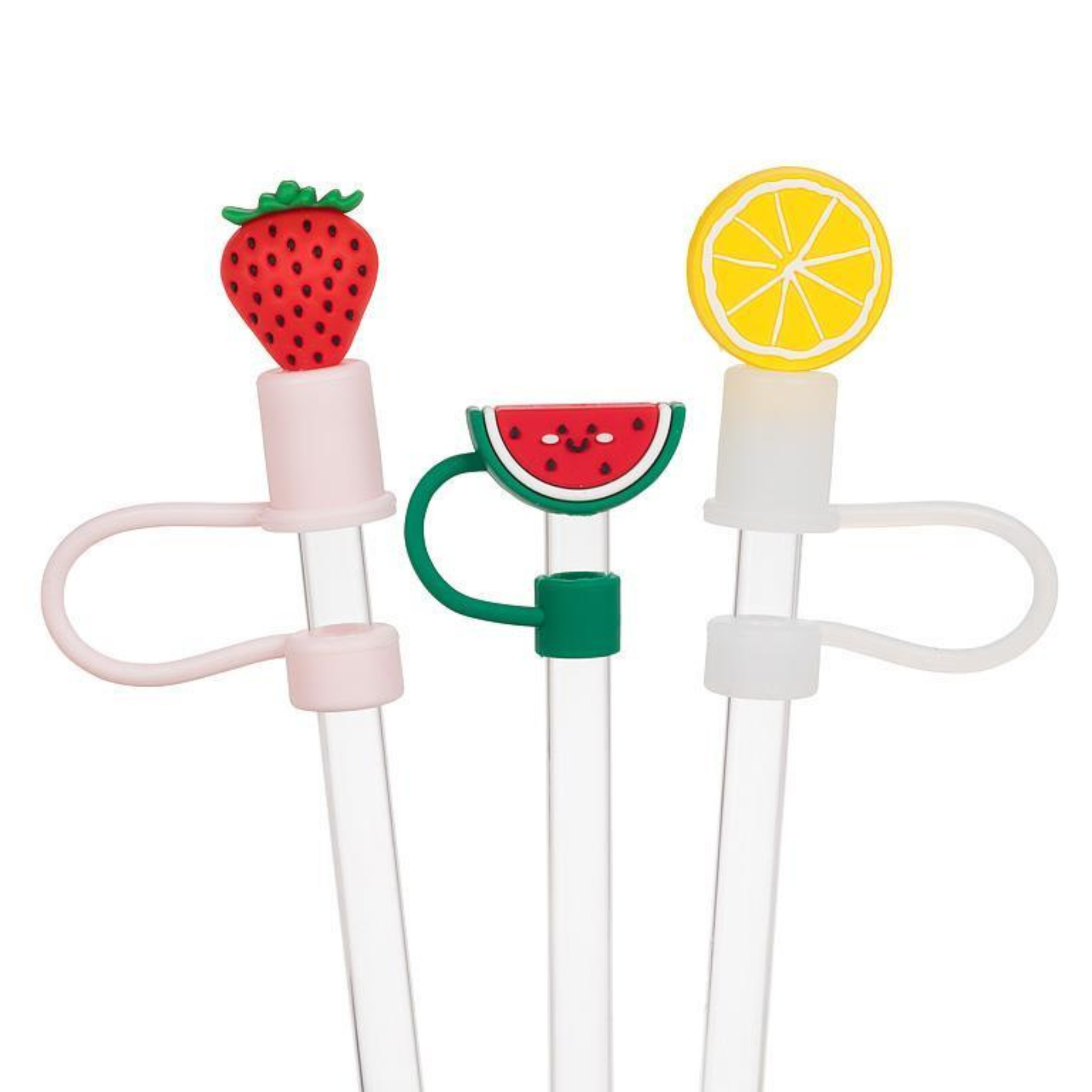 Ensemble de 3 pailles jumbo avec embouts Fruits