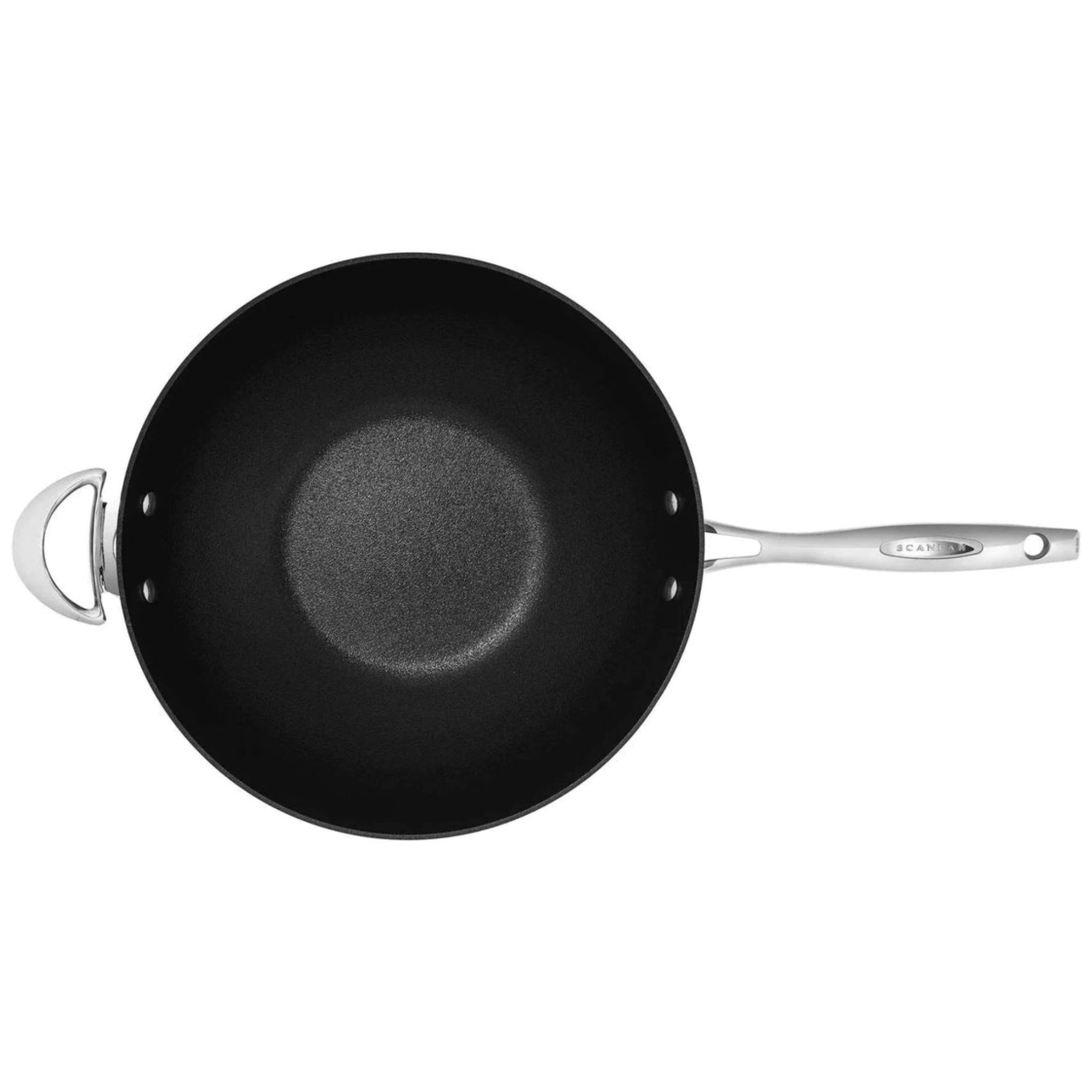 Wok antiadhésif Scanpan HaptIQ 32 cm en acier inoxydable avec surface STRATANIUM+ pour cuisson professionnelle