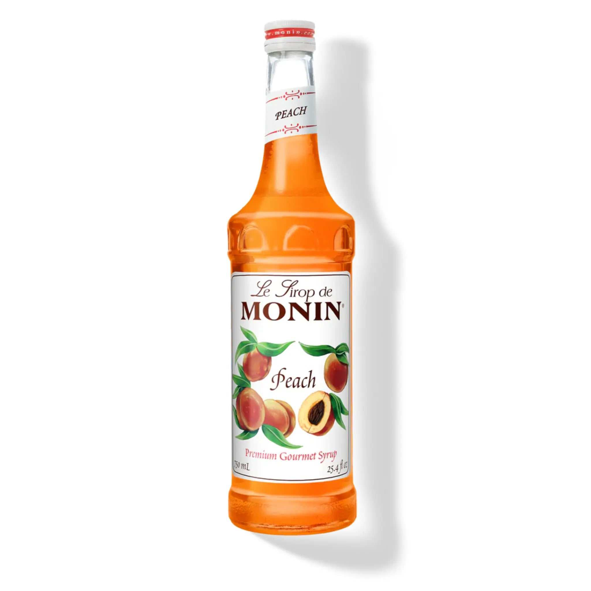Bouteille de sirop de pêche Monin 750 ml pour boissons et desserts fruités