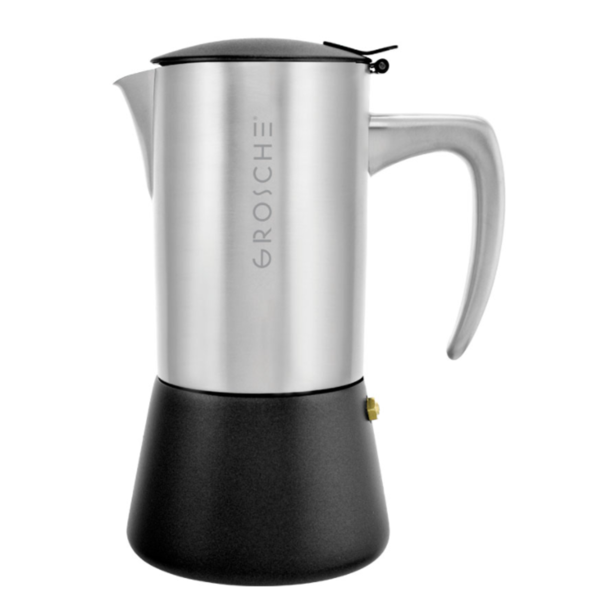 Cafetière à espresso Moka italienne Milano Steel 6 tasses en acier inoxydable brossé - Grosche
