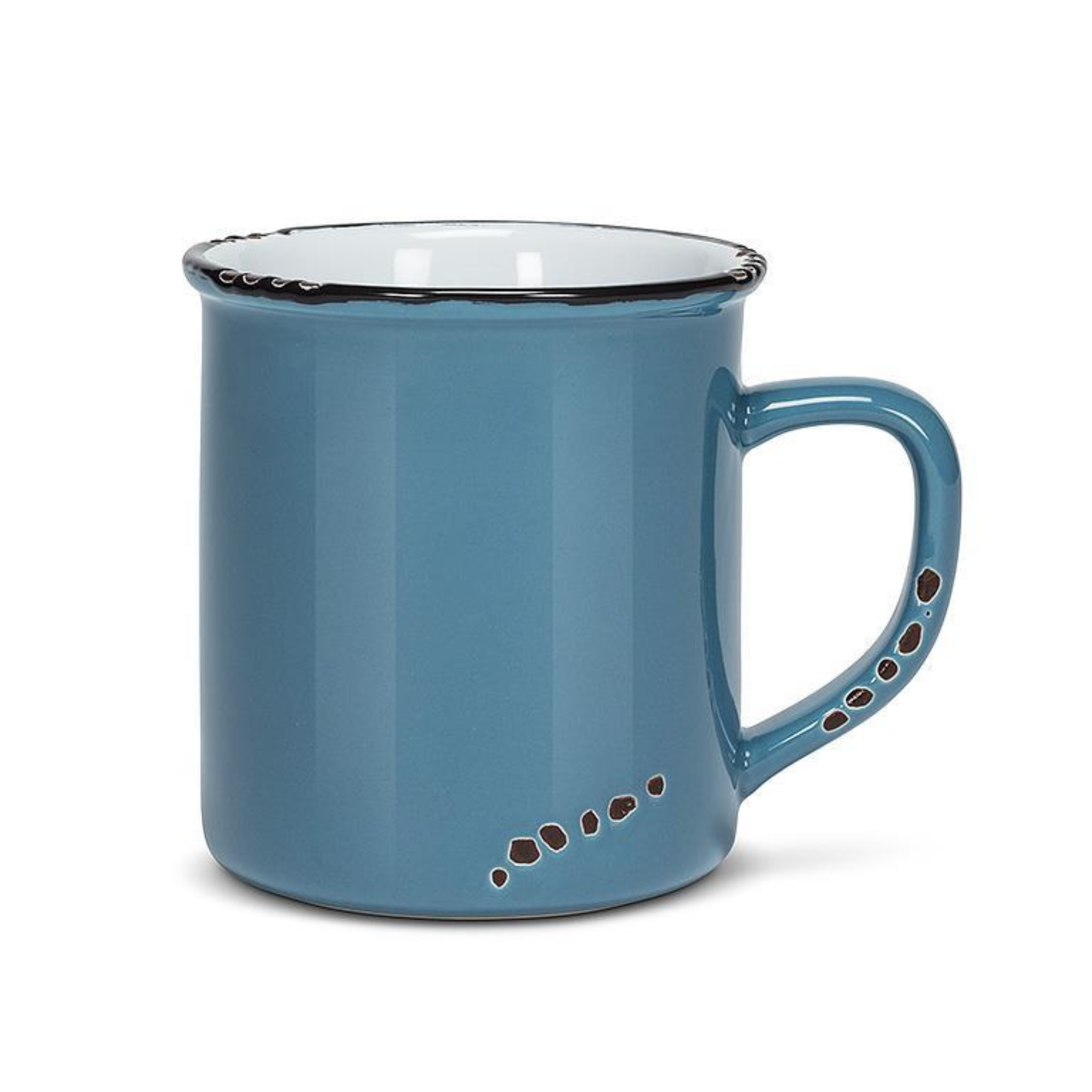 tasse en grès effet émail denim bleu vue complète