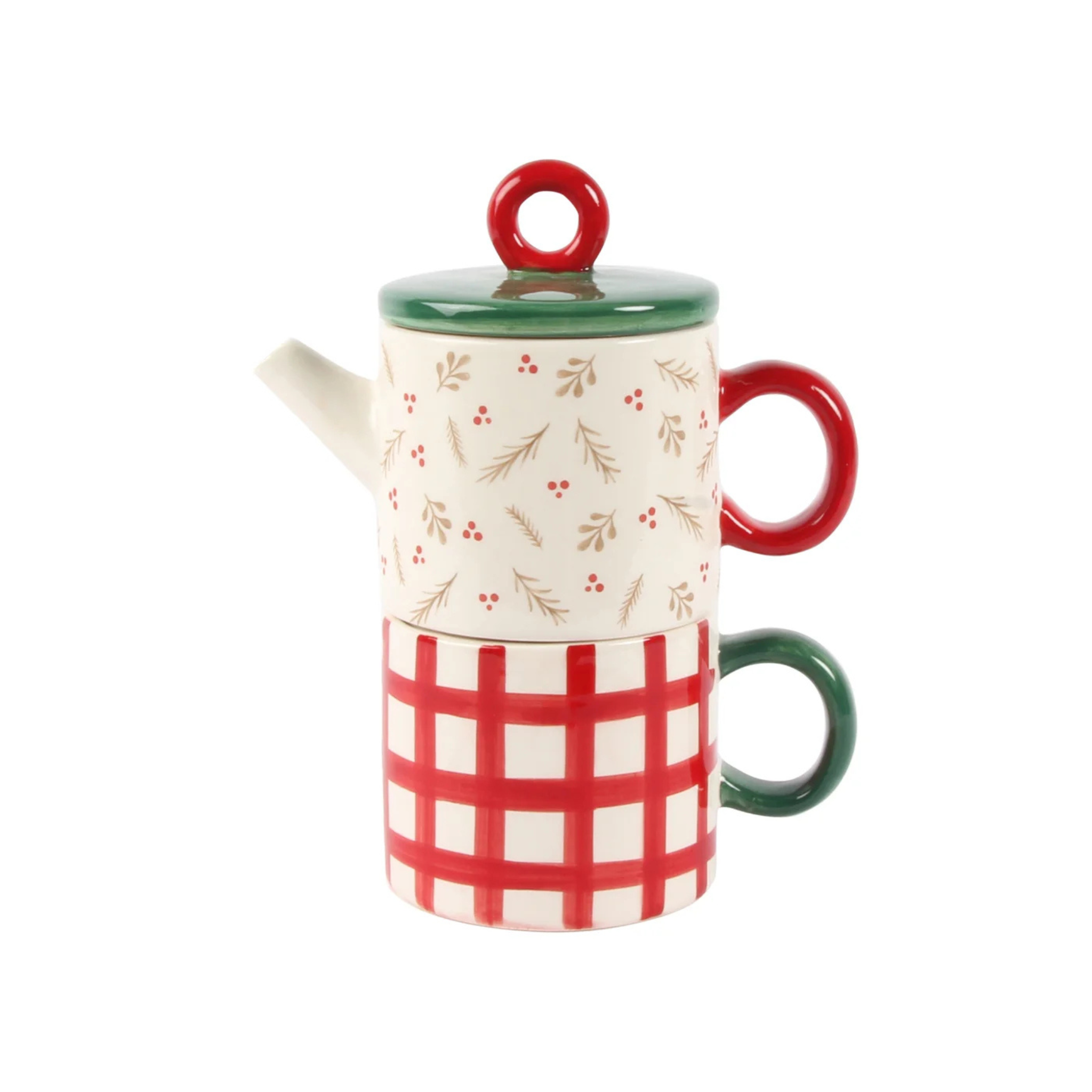 Ensemble théière & tasse empilable Rouge Holly
