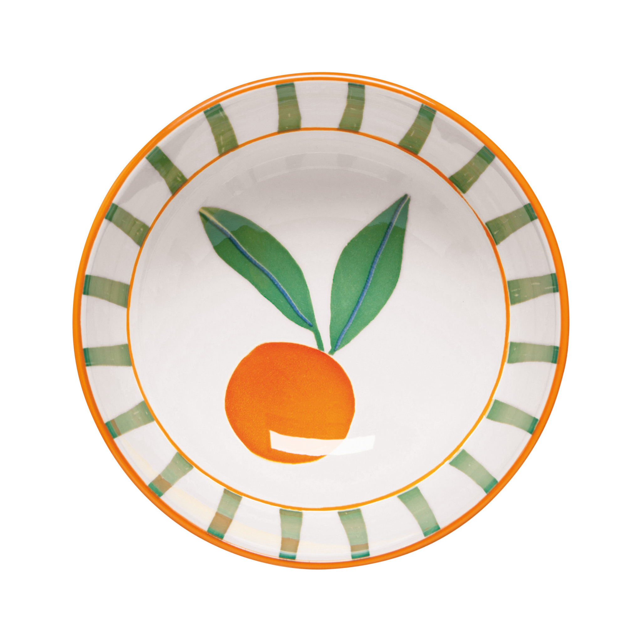 Bol rayé Vert avec motif orange 4.5" - Danica