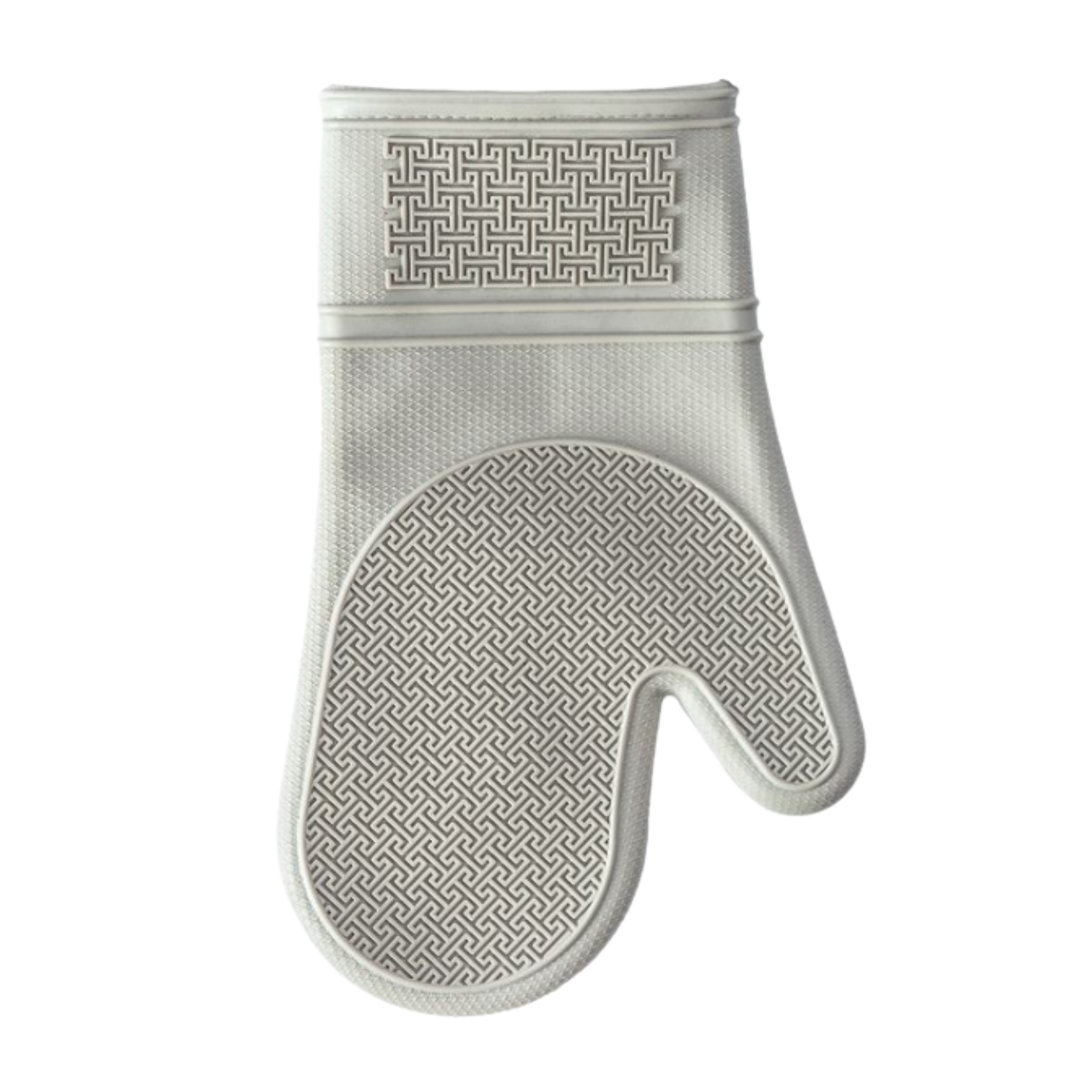 Mitaine de four en silicone beige 30 cm avec texture antidérapante et doublure polyester résistante à 220 °C