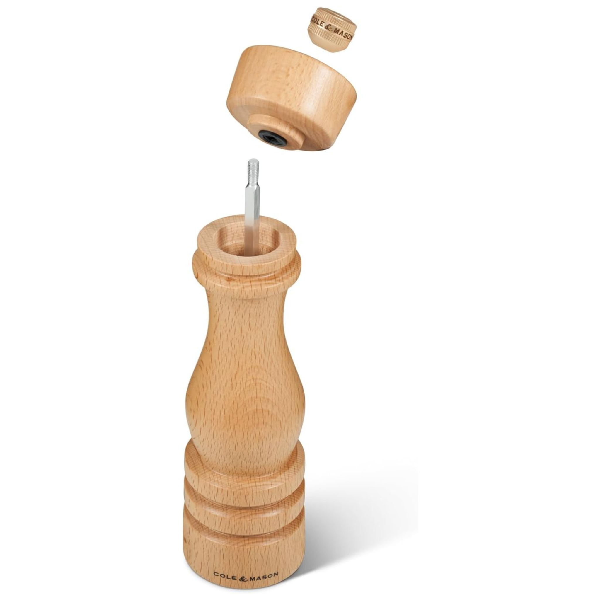 Cole &amp; Mason 8" Natural Beech Adjustable Salt Mill