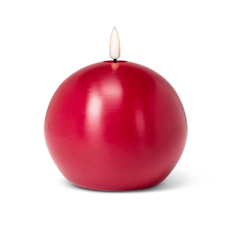 Red Snow Globe Candle 4 in