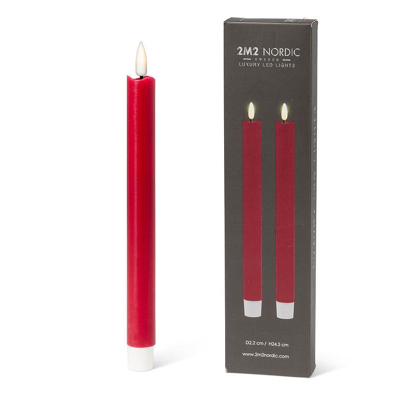 Set of 2 Red LED Candles 9.5in