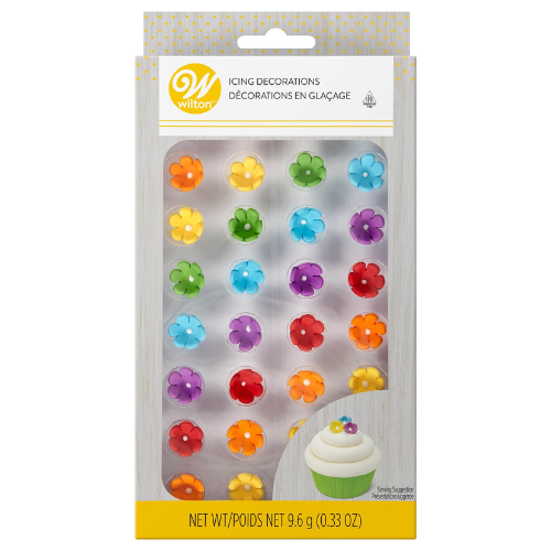Décorations en glaçage fleurs arc-en-ciel 32 unités – Wilton