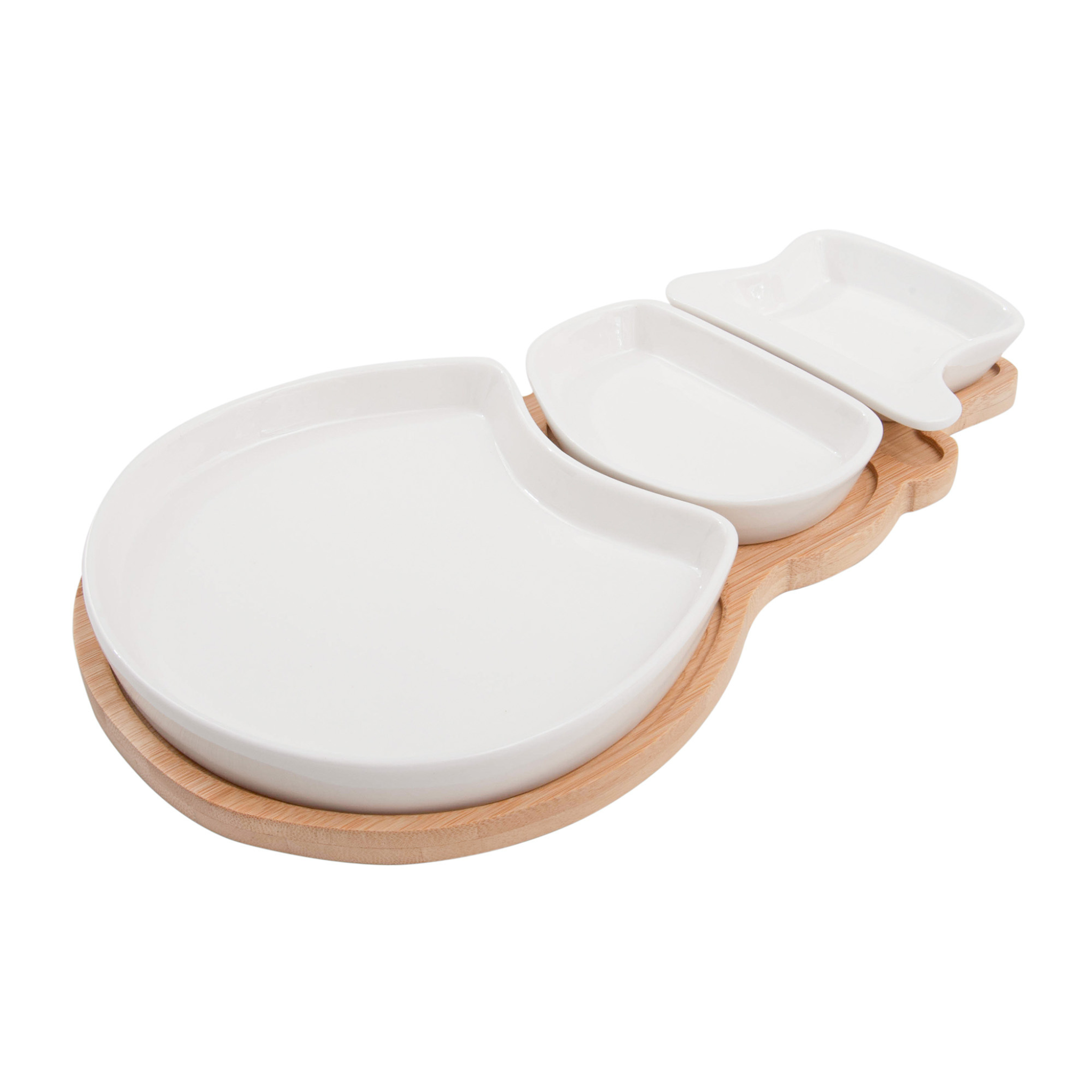 Ensemble de bols à service sur planche en bambou bonhomme de neige