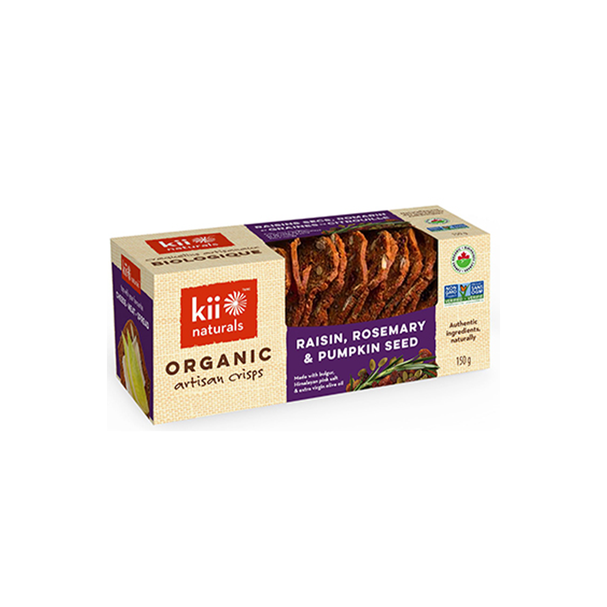 Organic Rosemary &amp; Pumpkin Seed Crackers 150g - Kii Naturals