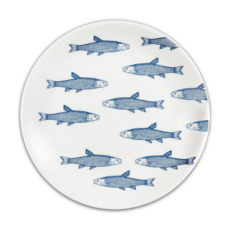 Assiette poissons bleus 6po