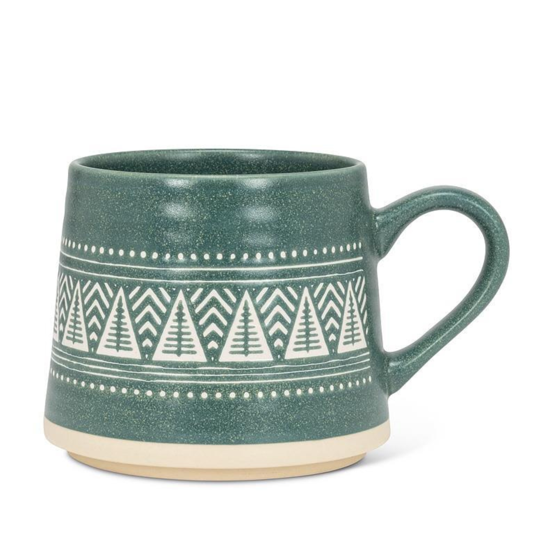 Tasse en grès Verte avec sapins 14oz
