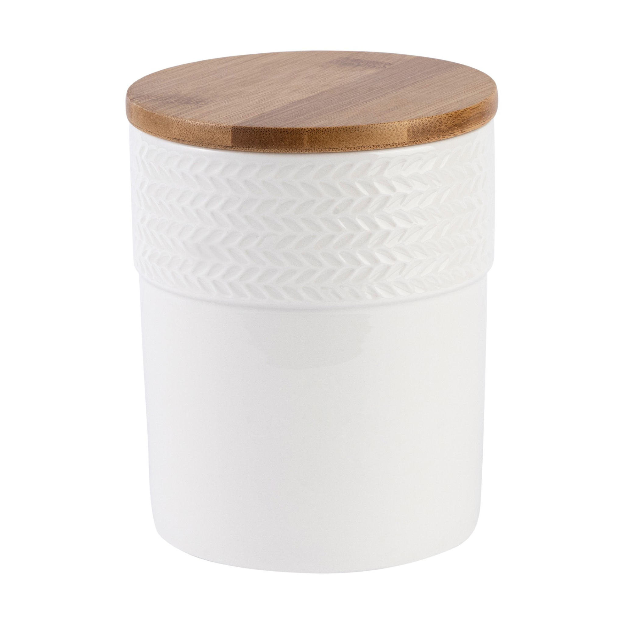 Pot Blanc avec couvercle en bambou 15cm