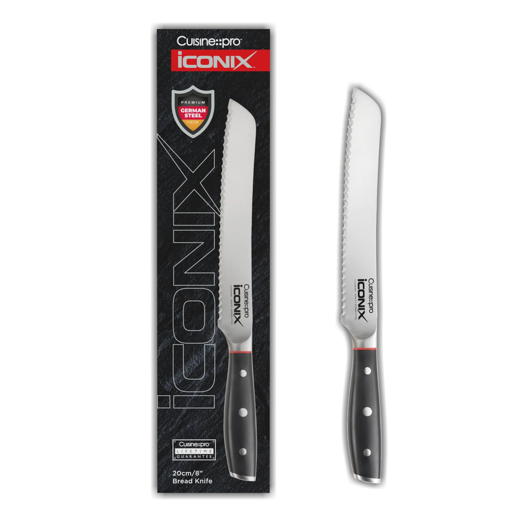 couteau à pain Cuisine::pro® iconiX™ vue de dessus lame dentelée