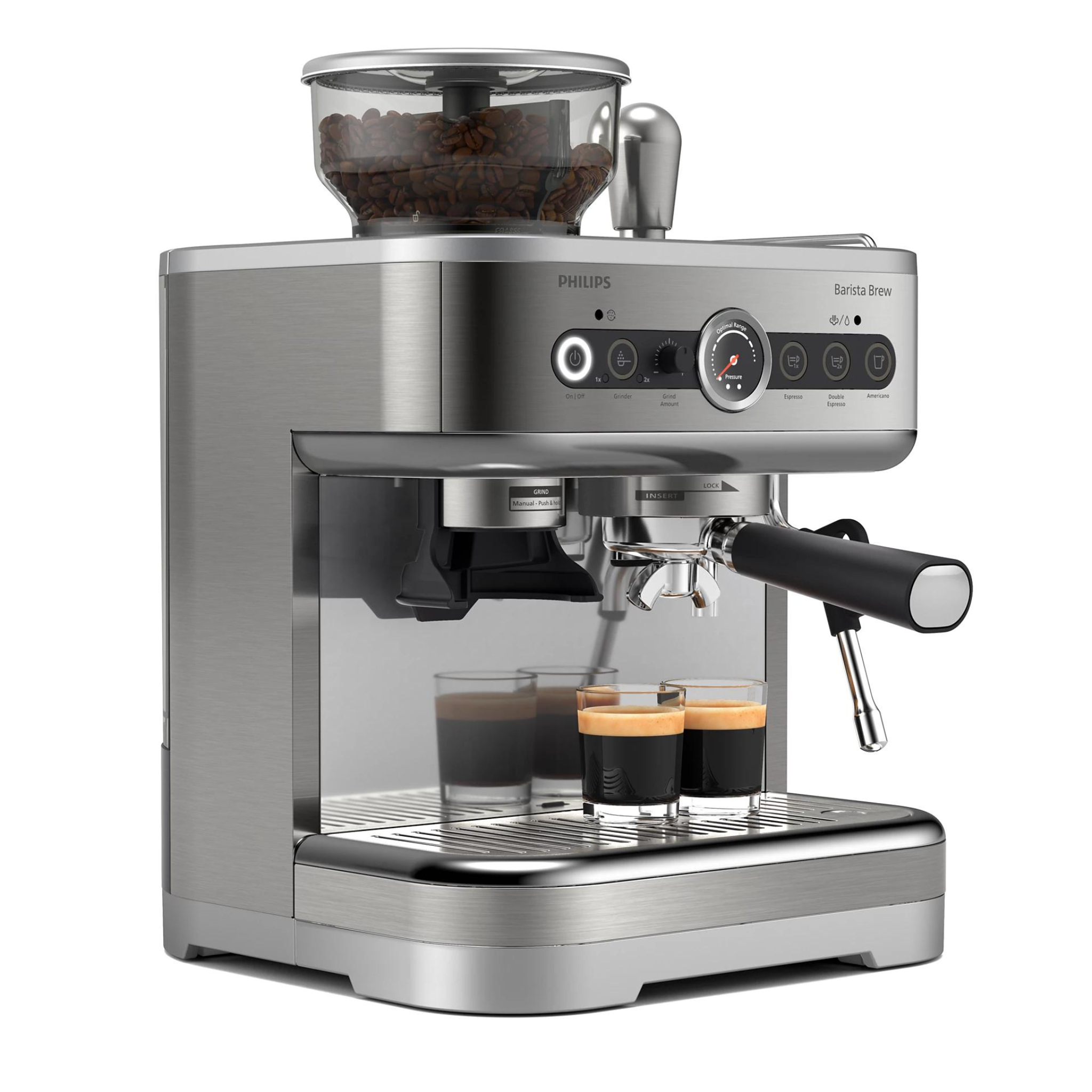 Philips Barista Brew Semi-Automatic Espresso Machine with 280g Bean Container