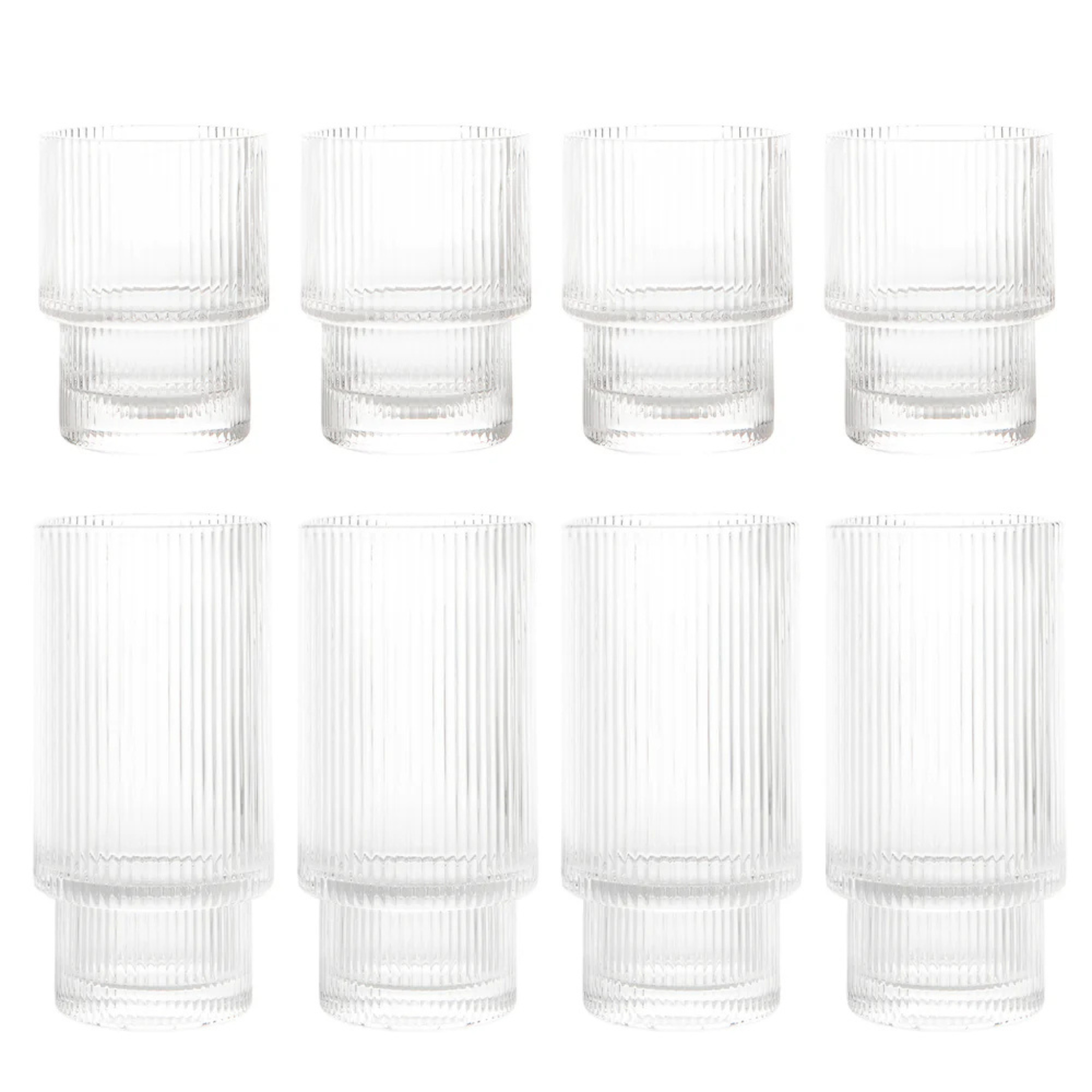 Ensemble de 8 verres ripple 2 grandeurs - Safdie