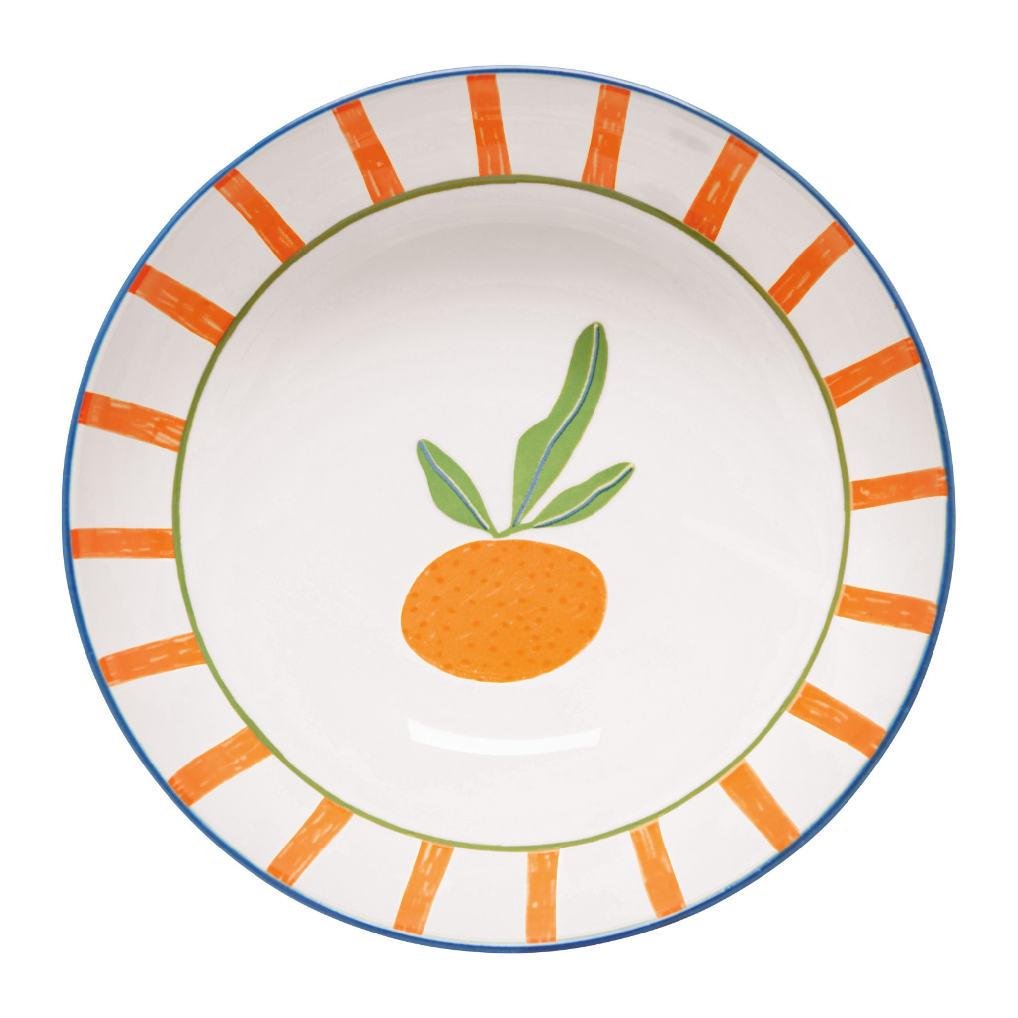 Orange Striped Bowl with Orange Pattern 8" - Danica
