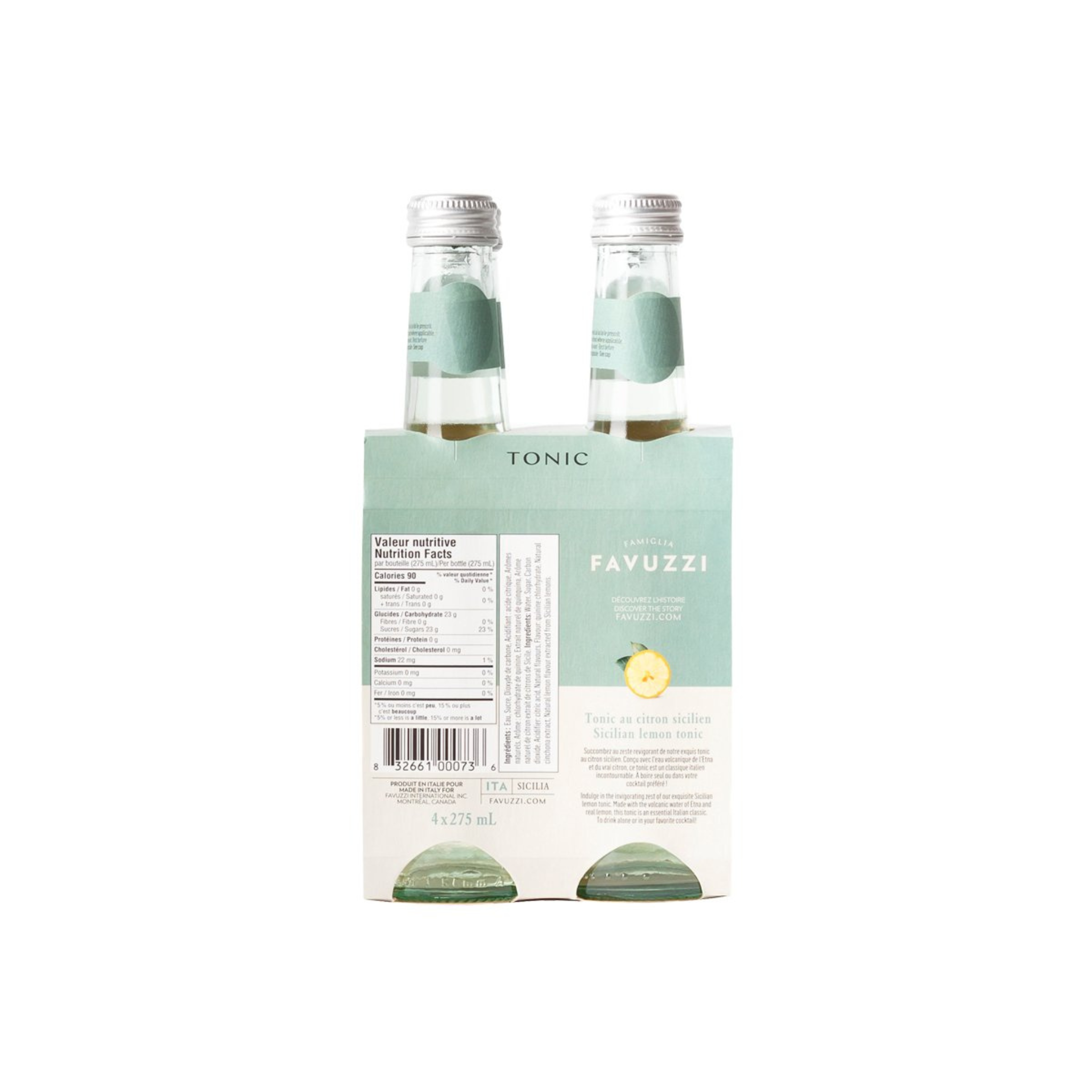 Ensemble de 4 tonic au citron sicilien 275 ml - Favuzzi
