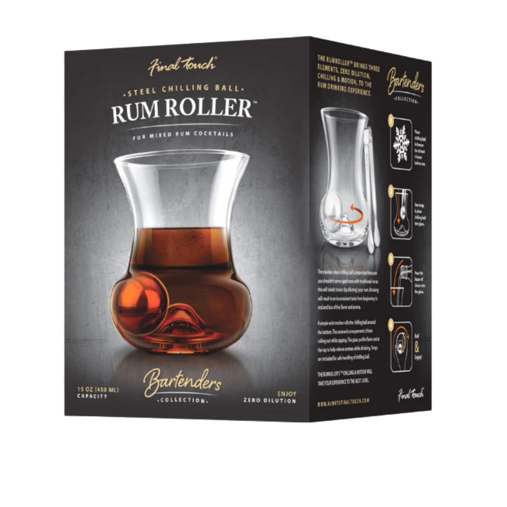 Verre à rhum avec bille réfrigérante et pince - Final Touch Final Touch