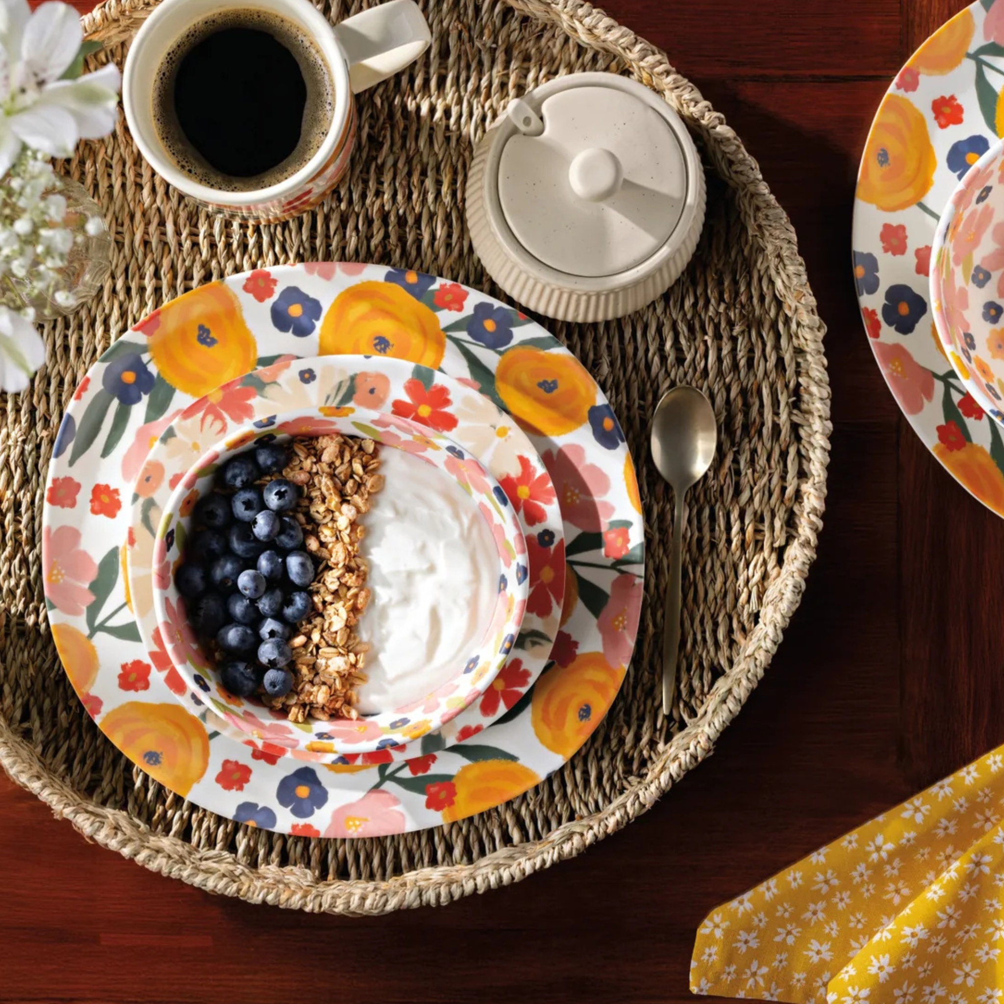 Assiette à dessert en mélamine motif floral Full Bloom 20,3 cm - Danica