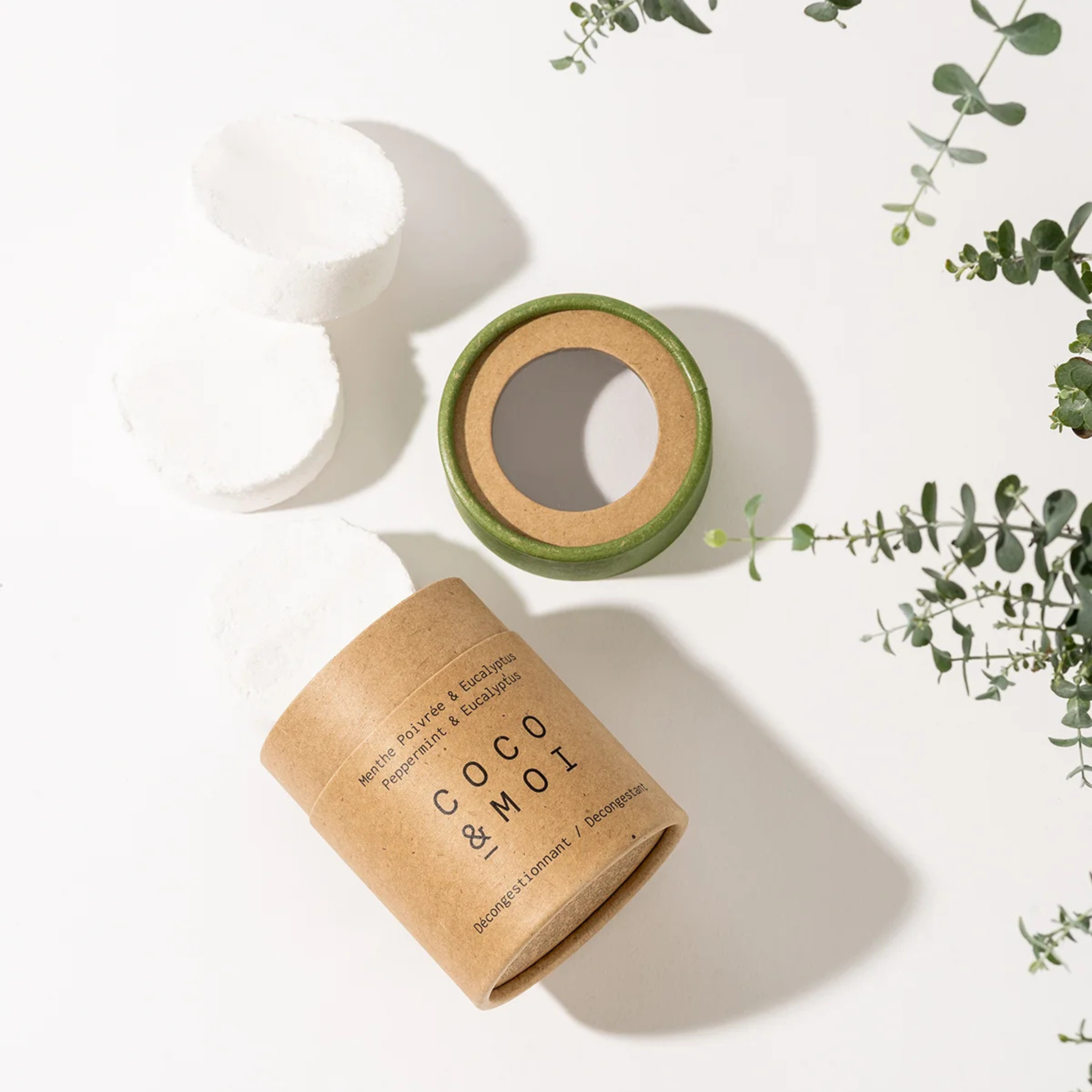 Set of 3 Peppermint &amp; Eucalyptus Shower Steamers 48g - Coco et Moi
