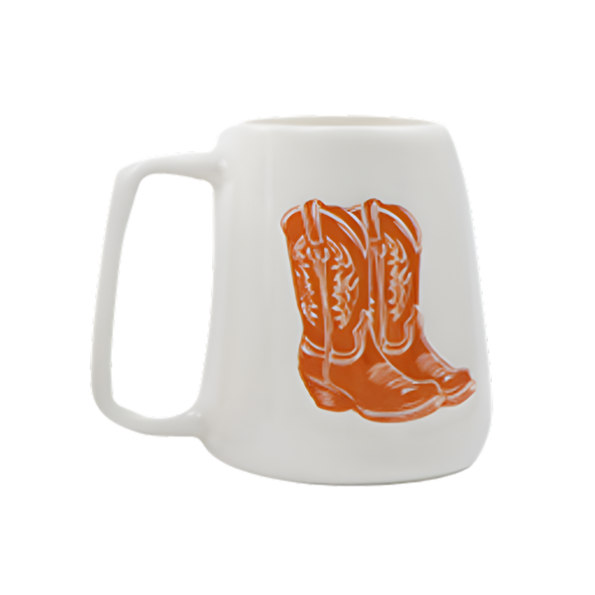tasse en céramique cowboy orange vue complète motif bottes