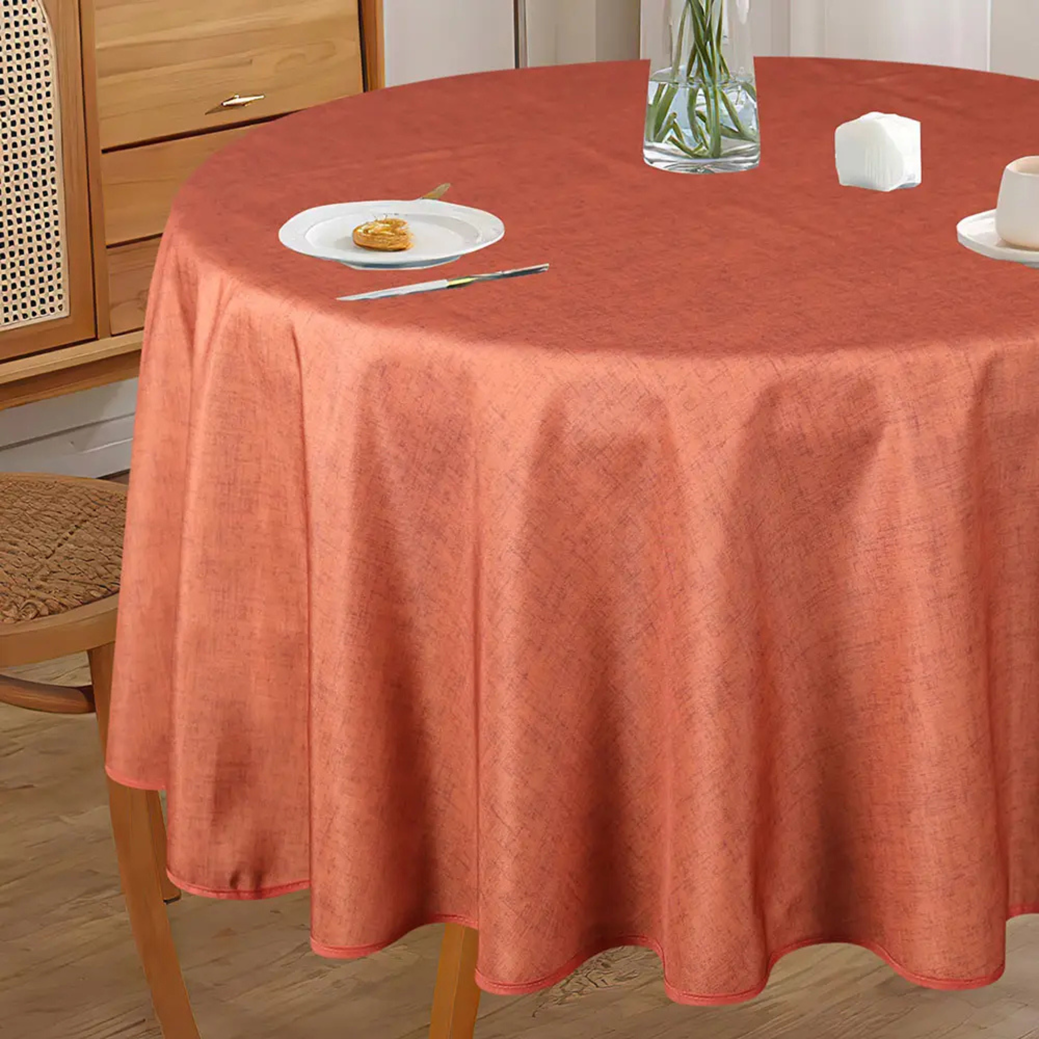 Nappe ronde en polyester Orange 70"