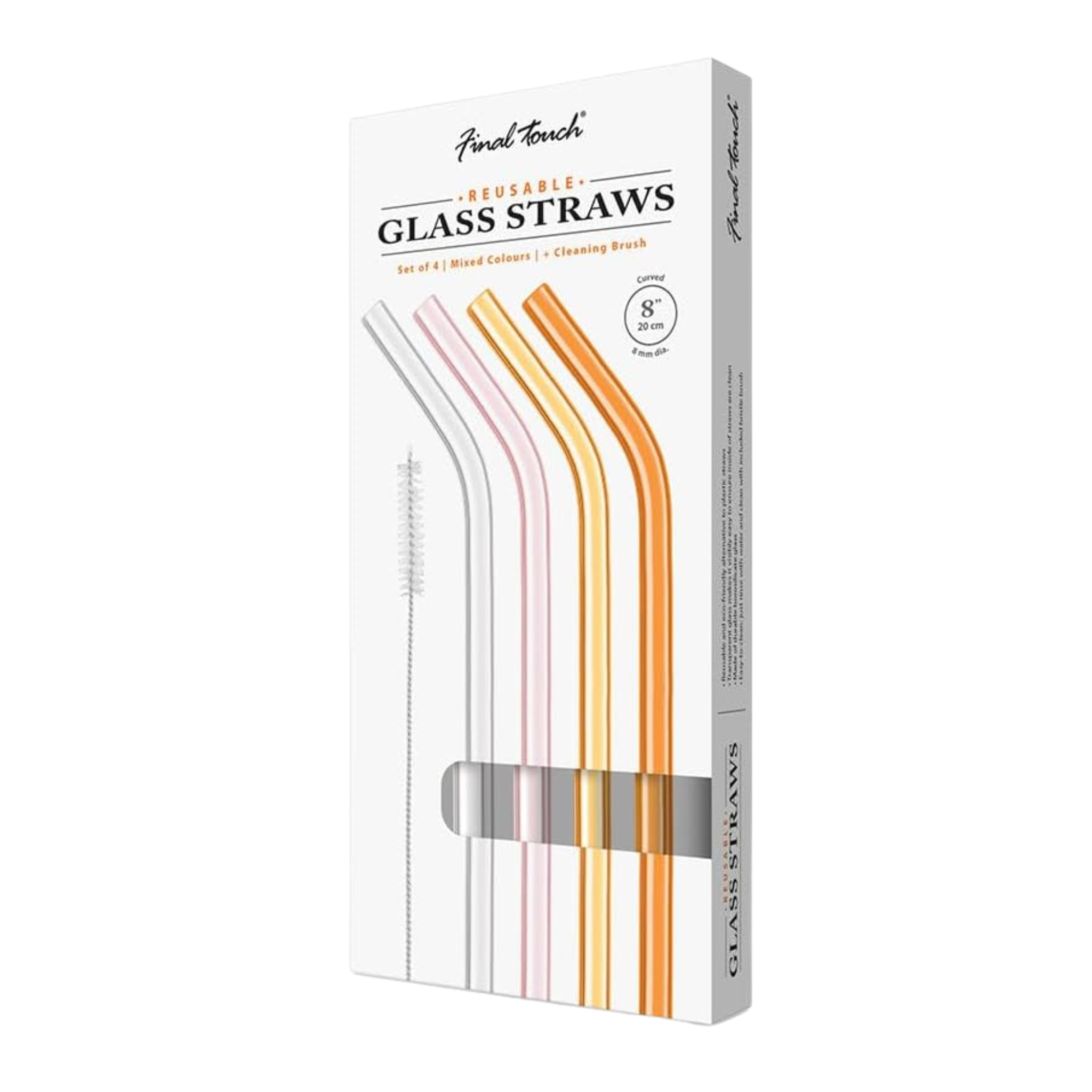 Set of 4 Reusable Borosilicate Glass Straws – Final Touch