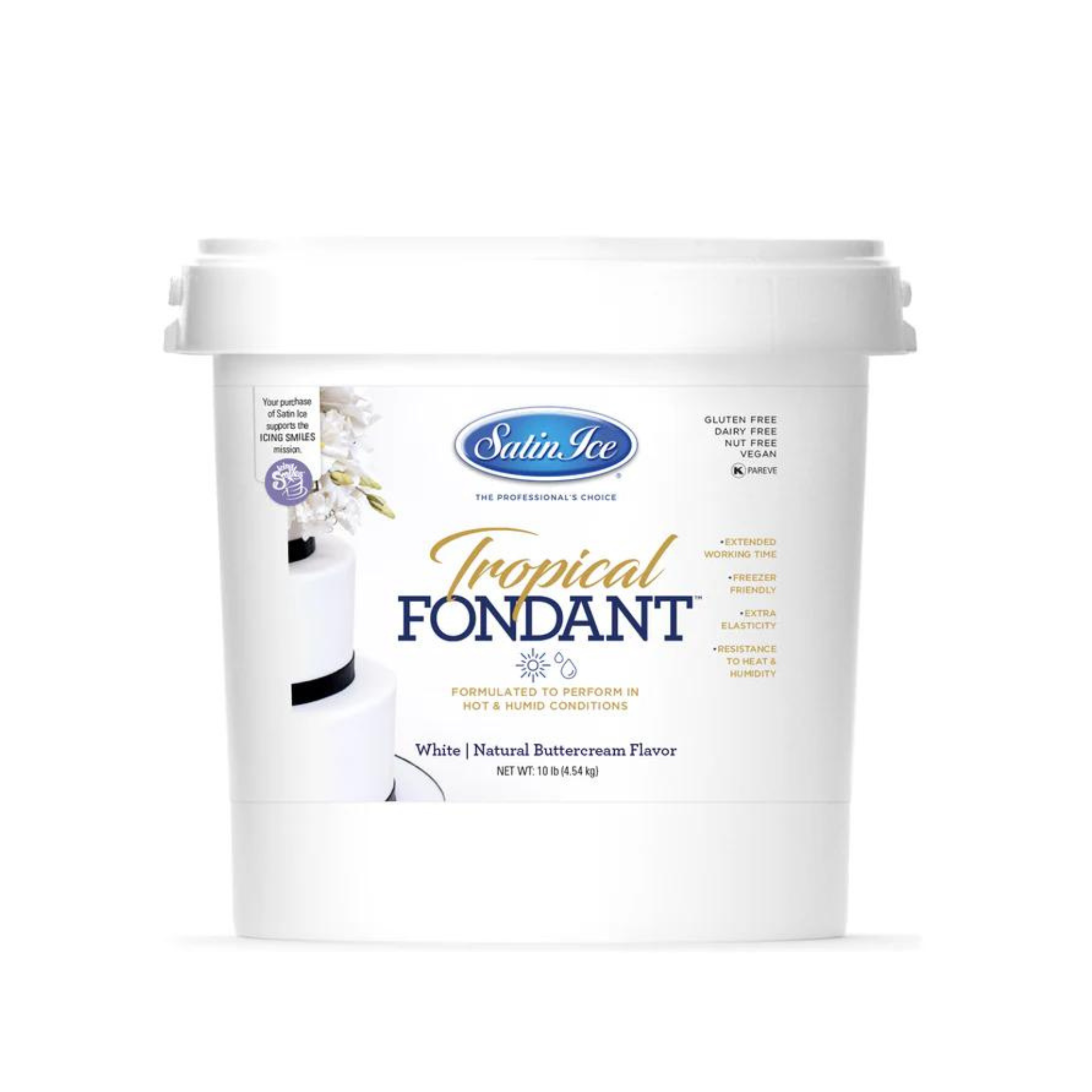 Fondant à gâteau Blanc Tropical 4.54kg - Satin Ice