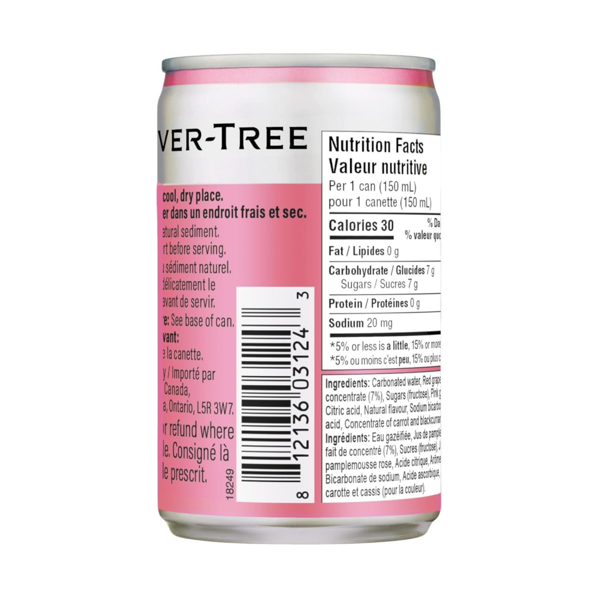 Set of 8 cans of pink grapefruit flavored sparkling water - Fever Tree