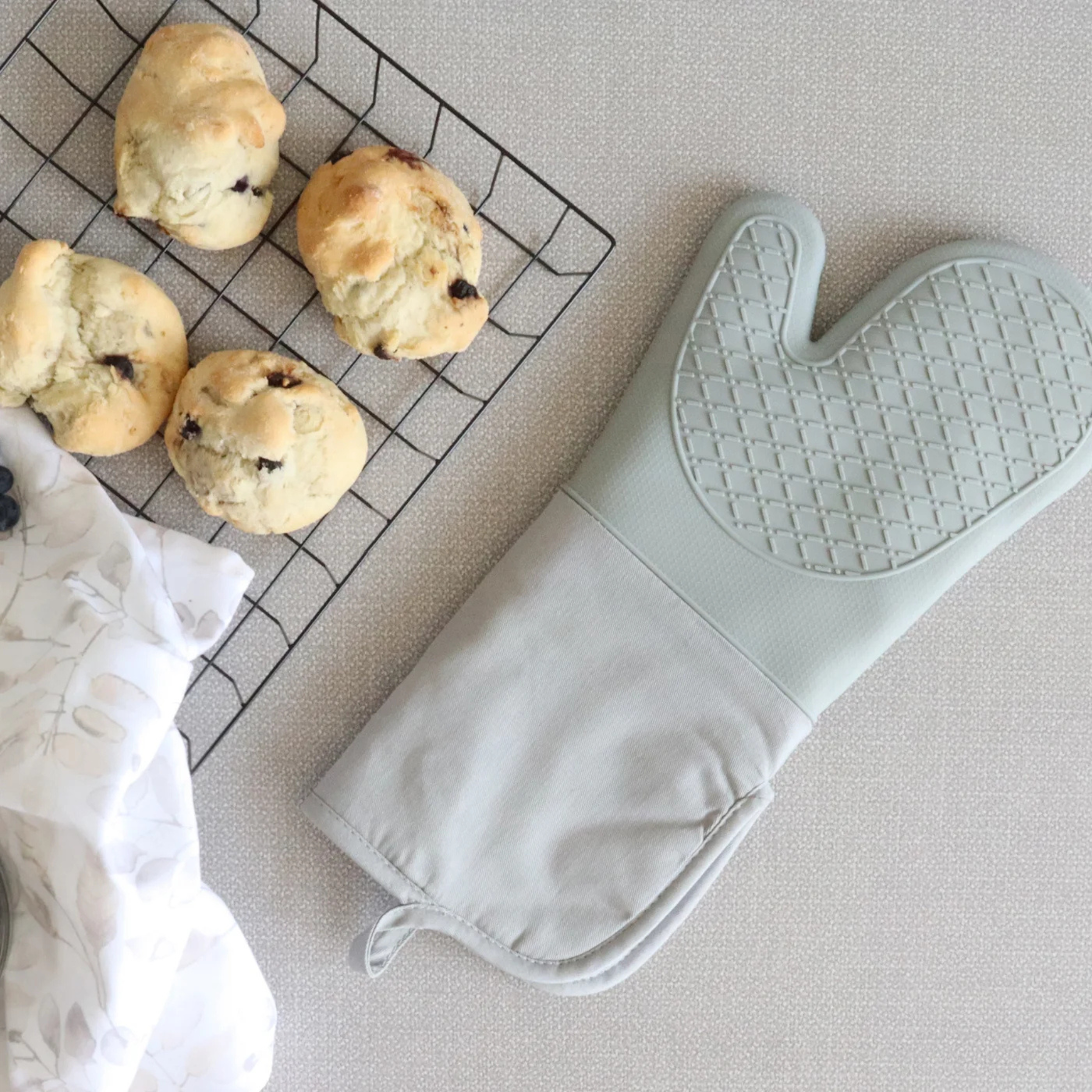 Ensemble de 2 mitaines de four en silicone Grises